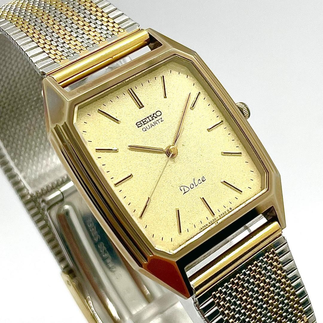 Seiko Dolce 6030-5390 Gold Two-Tone Quartz Men’s Watch Japan 071058