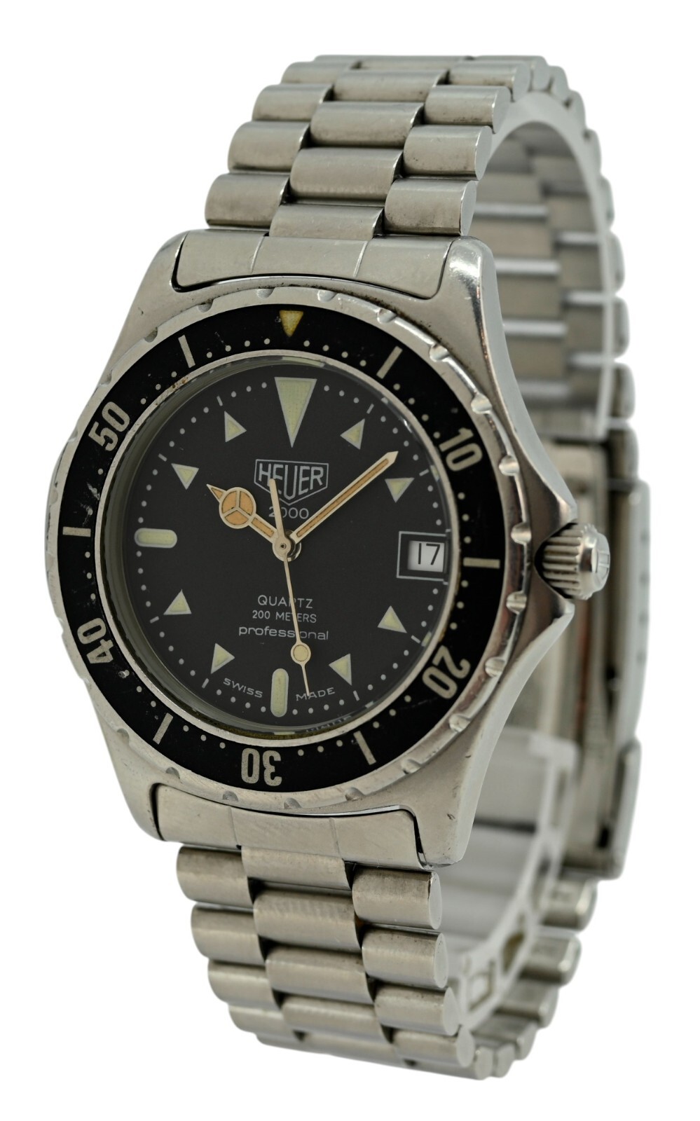 Heuer (Pre-Tag) Men’s 37mm Professional 2000 Series Black Dial Watch Ref 973.006