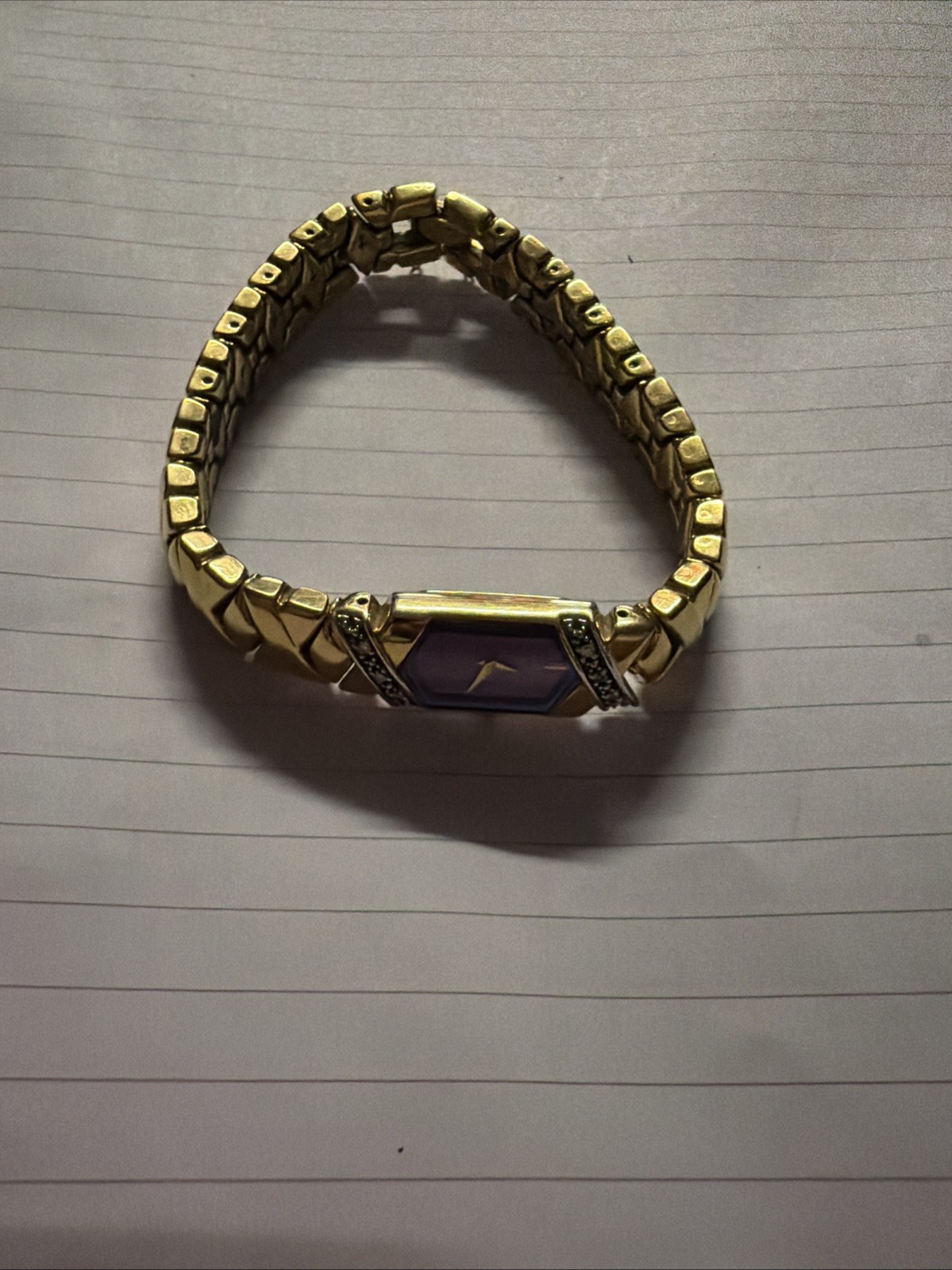 seiko Lassale Ladies Diamond Purple Blue Sparkly Watch 2E20-6999 Gold Plate