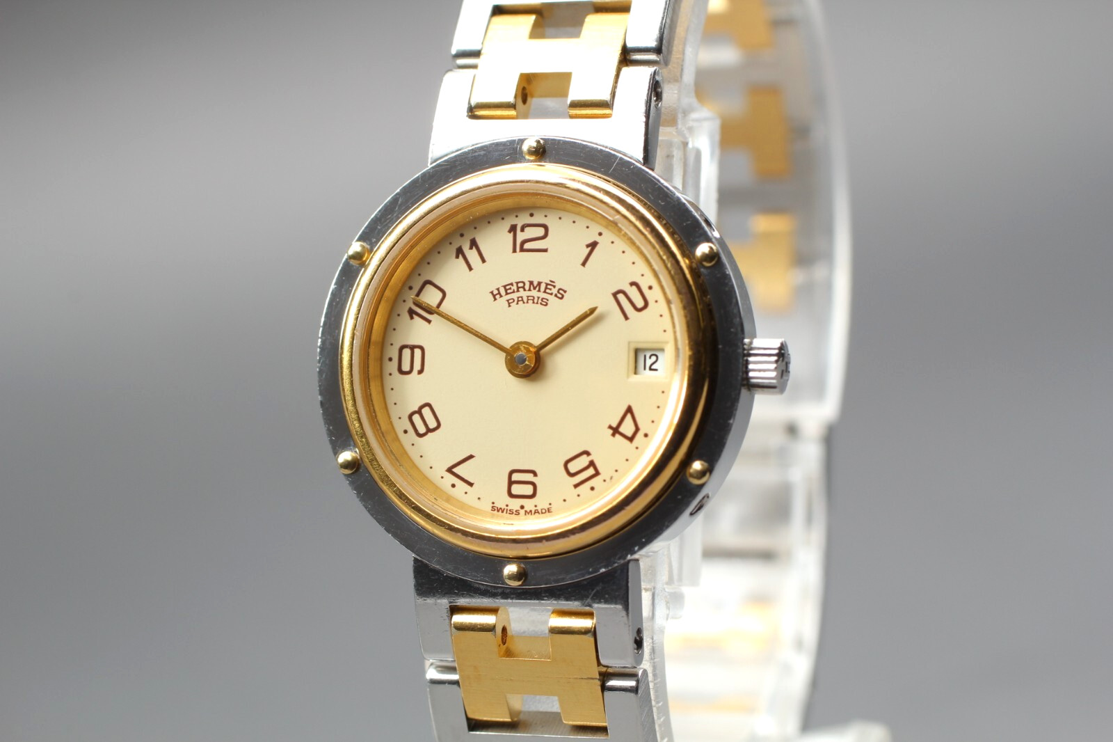 [NEAR MINT] Vintage HERMES Clipper 24mm Swiss made Qz Women’s Watch From JAPAN