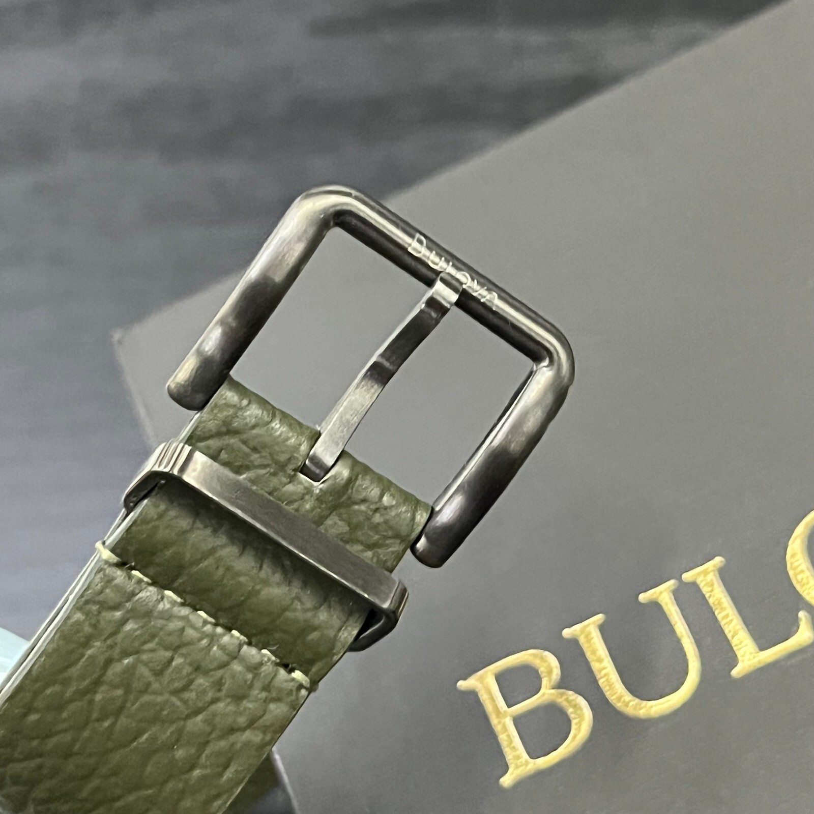 Bulova Hack 38MM Black Dial Green Leather Strap Automatic Men’s Watch 98A255