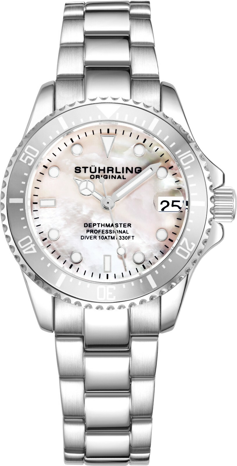 Stuhrling 3950L Women’s Underwater Svelte 32mm MOP Stainless Link Bracelet Watch