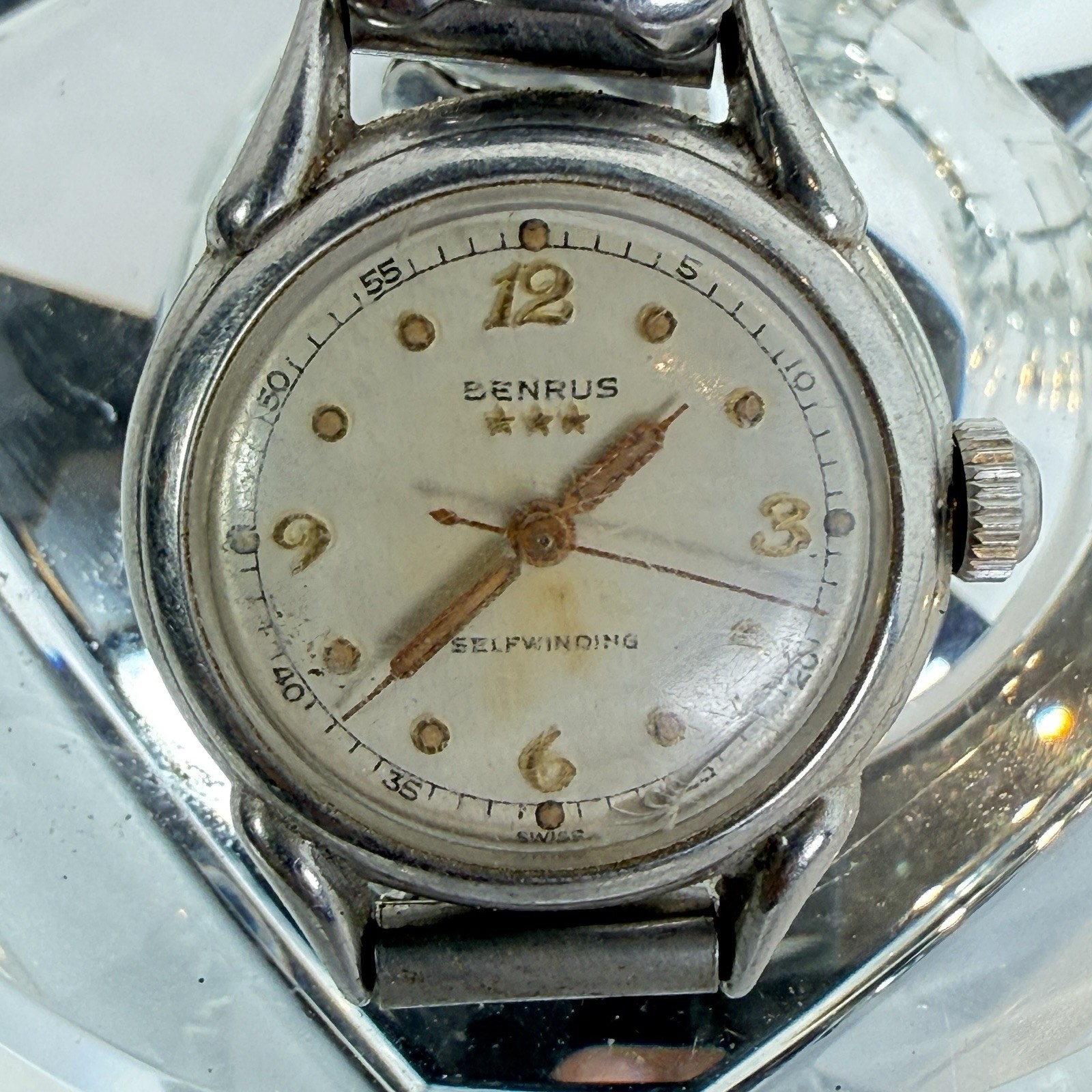 Vintage 1960s Benrus Military Mechanical Ladies Selfwinding Watch Runs