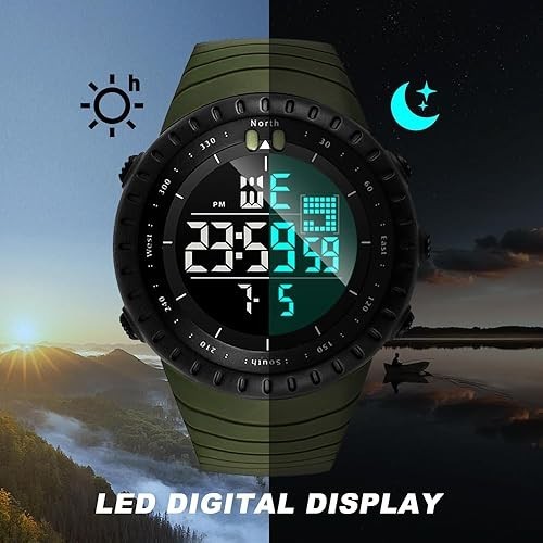 Men’s Digital Sports Watch Waterproof Military Tactical LED Alarm, Backlight