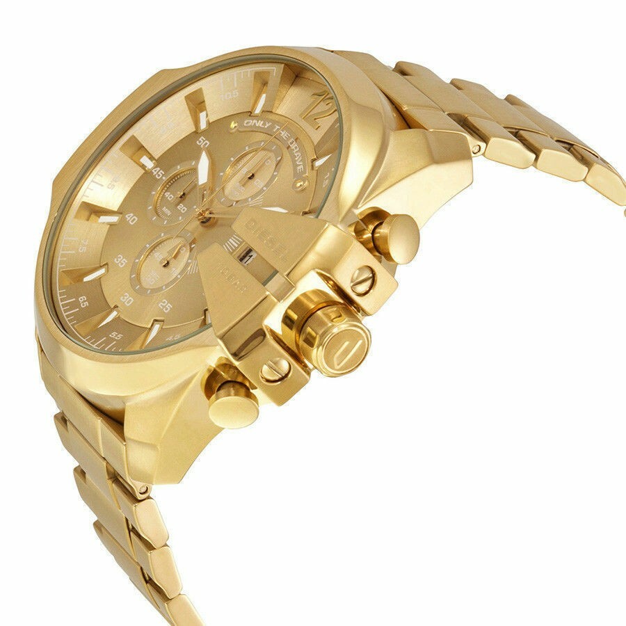 DIESEL Mega Chief Chronograph All Gold Tone Mens Watch Stainless Steel DZ4360