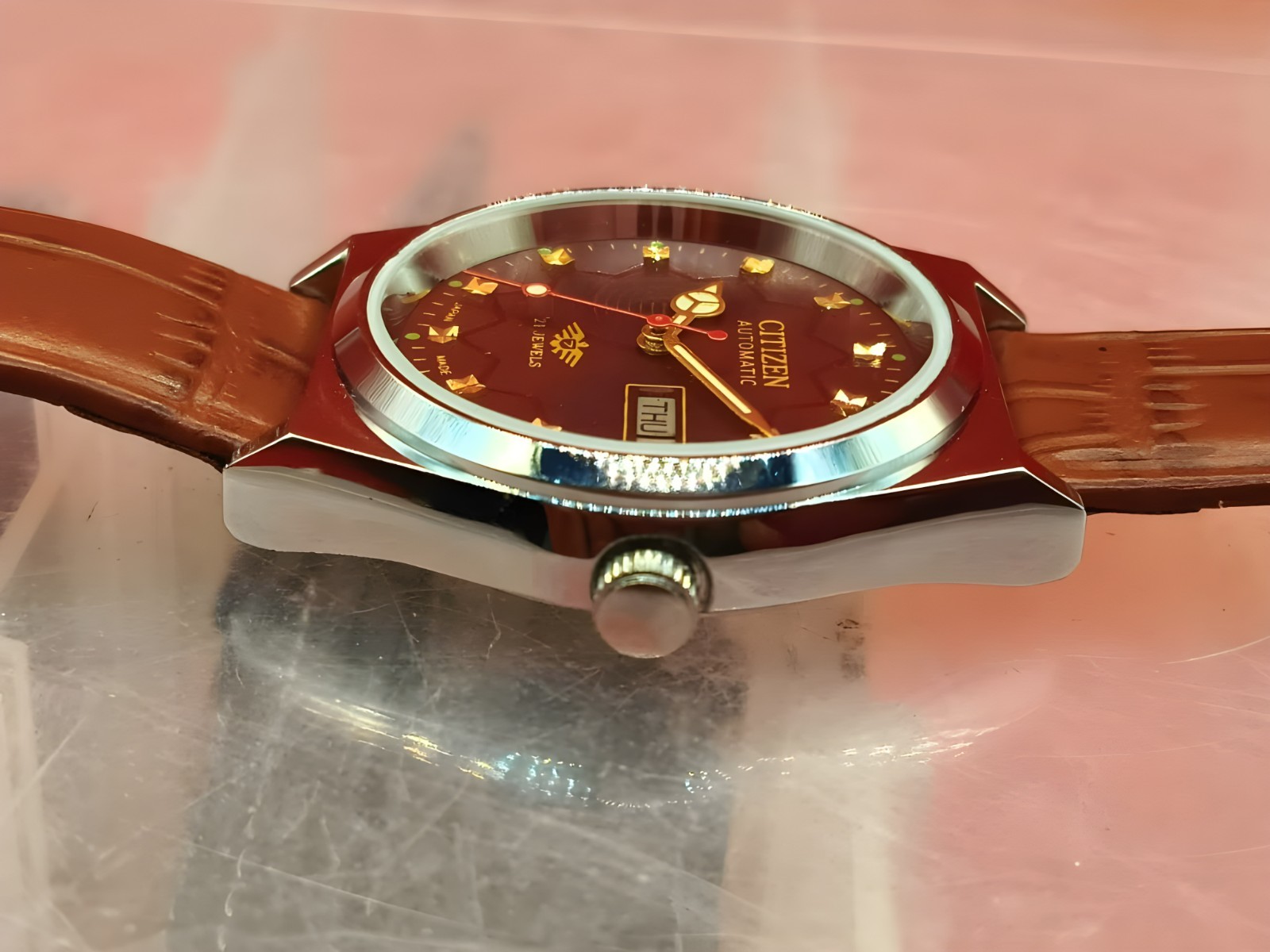 Automatic 8200 21Jewels Restored Dial Red DayDate Mens Japan Watch Vintage 36