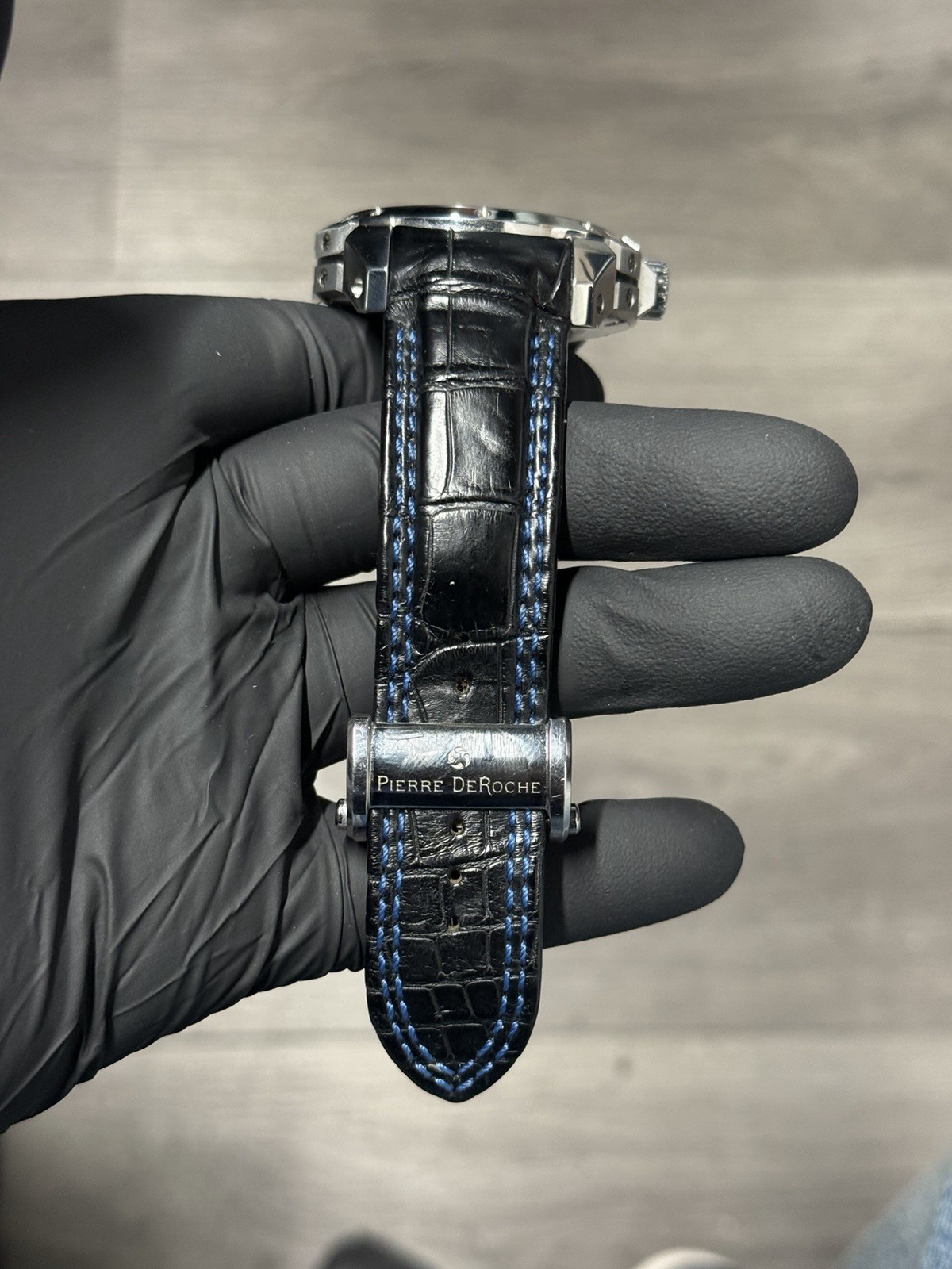 Pierre DeRoche TNT 47.5 mm ROYAL RETRO Skeleton 100m Leather Strap