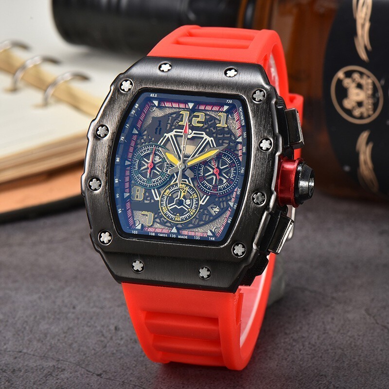 Richard Technolo Quartz Men’s Barrel-Shaped Fashion Hollow Calendar Watch
