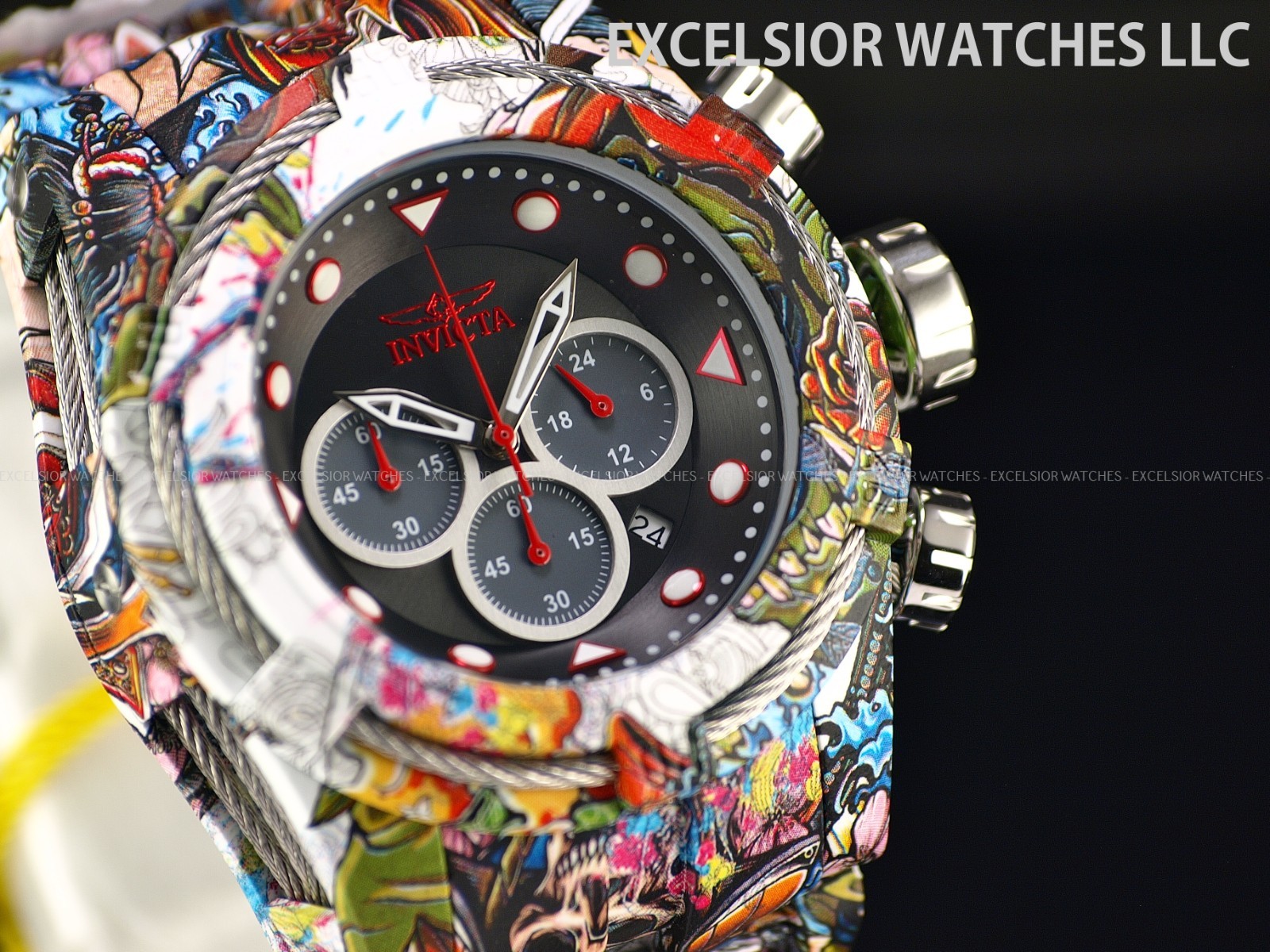 New Invicta 53mm BOLT ZEUS Chronograph Hydroplated Steel Black Dial SS Watch