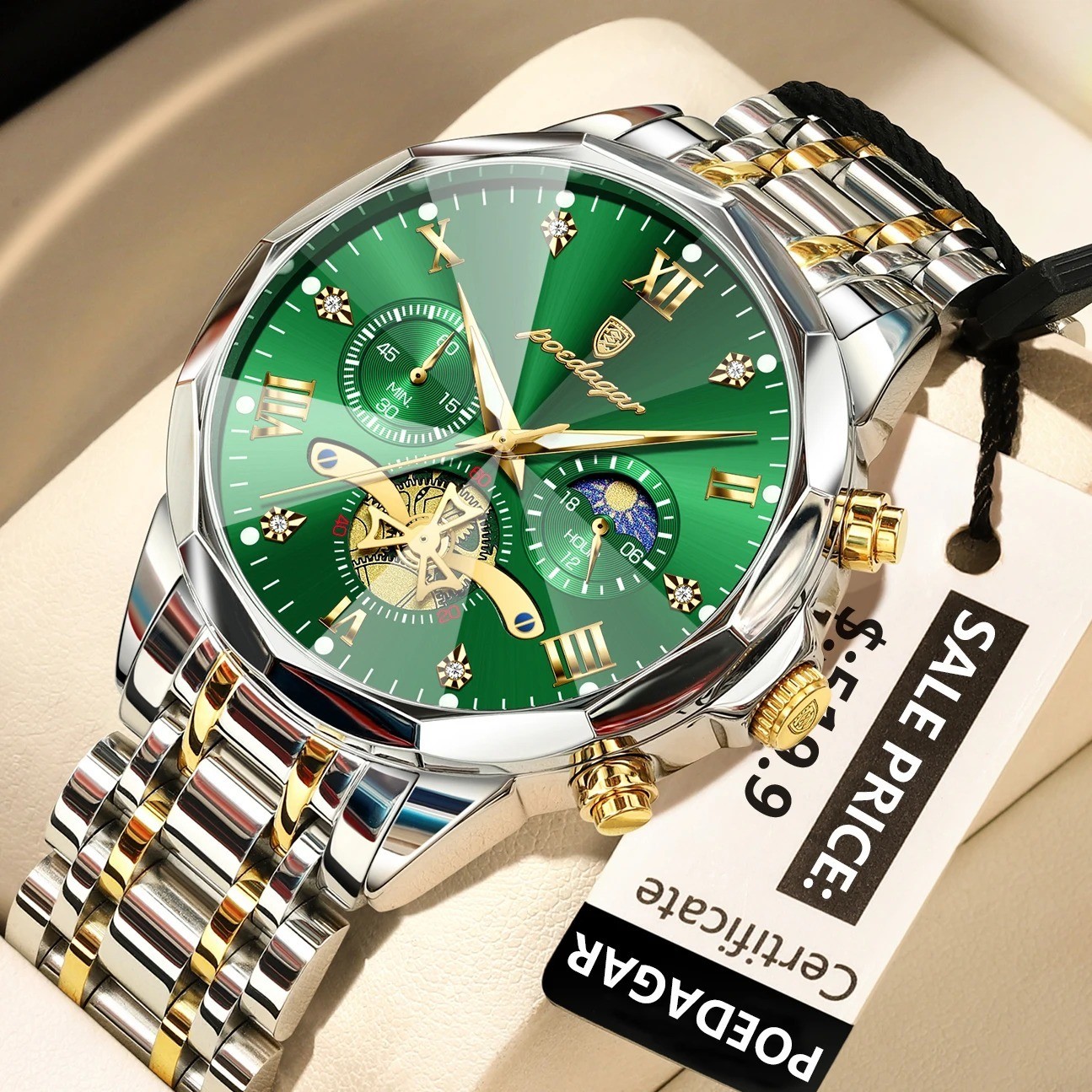 POEDAGAR Luxury Men Watch Top Original Waterproof Luminous Chronograph Man Wrist