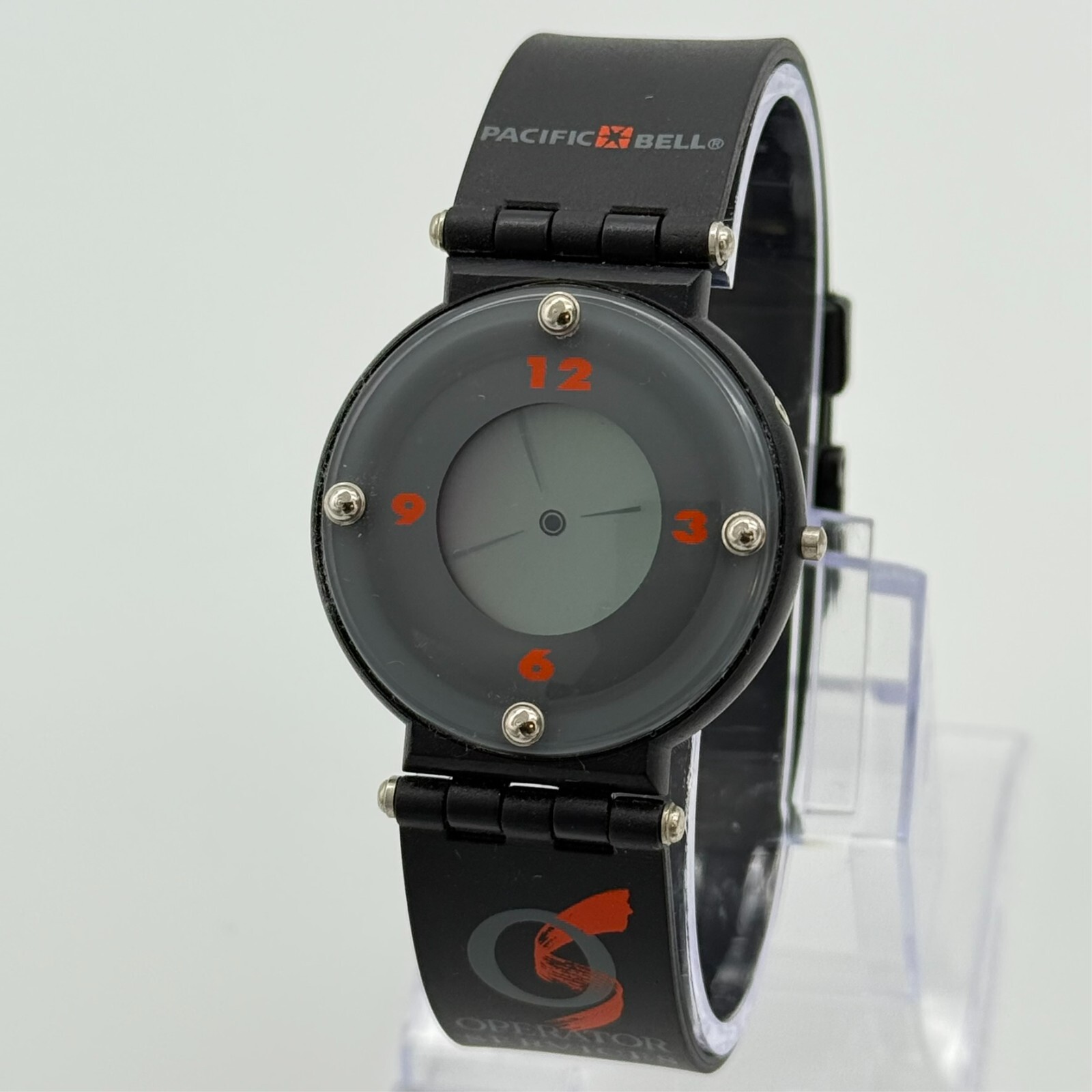 1990s Unisex PACIFIC BELL Analog-Digital Operator Services Black Resin Watch