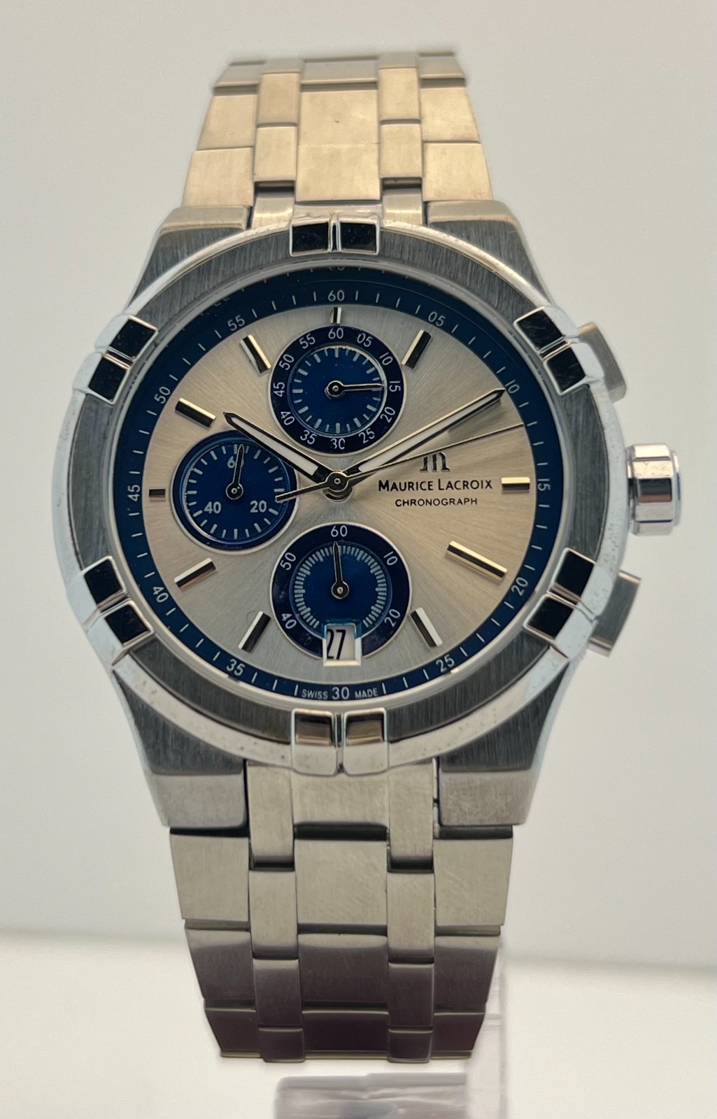 Refurbished Maurice Lacroix AIKON Chrono Quartz White Dial Sub-Sec/Date Watch