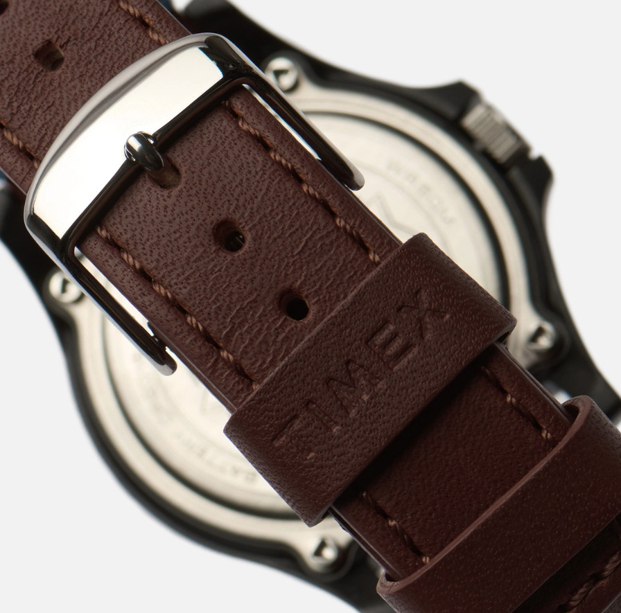Timex Indiglo Expedition Acadia Camper Blue Dial Brown Strap Watch TWF3C8180