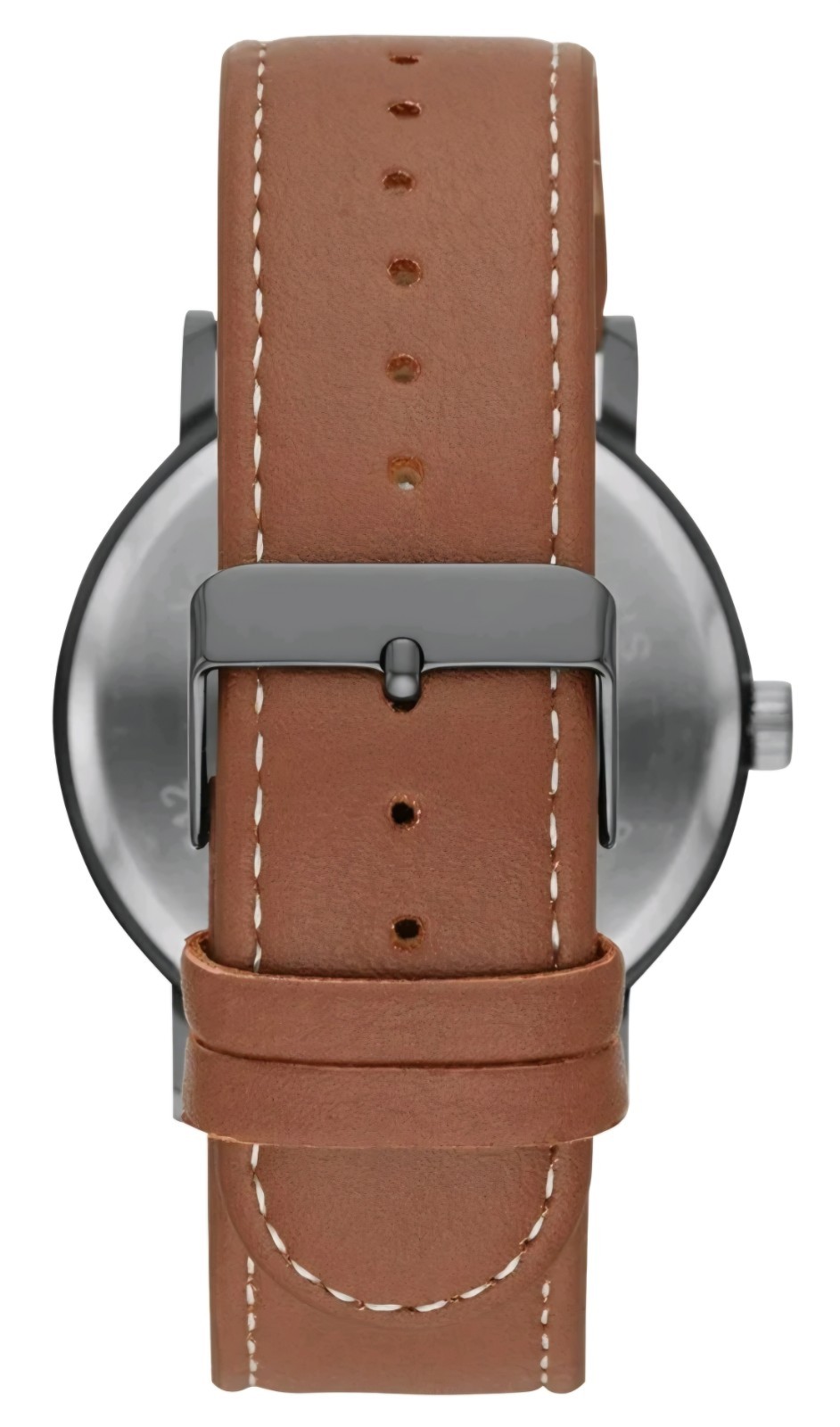 George Watch for Men Gunmetal Case, Black Easy Read Dial and Cognac Vegan Leathe
