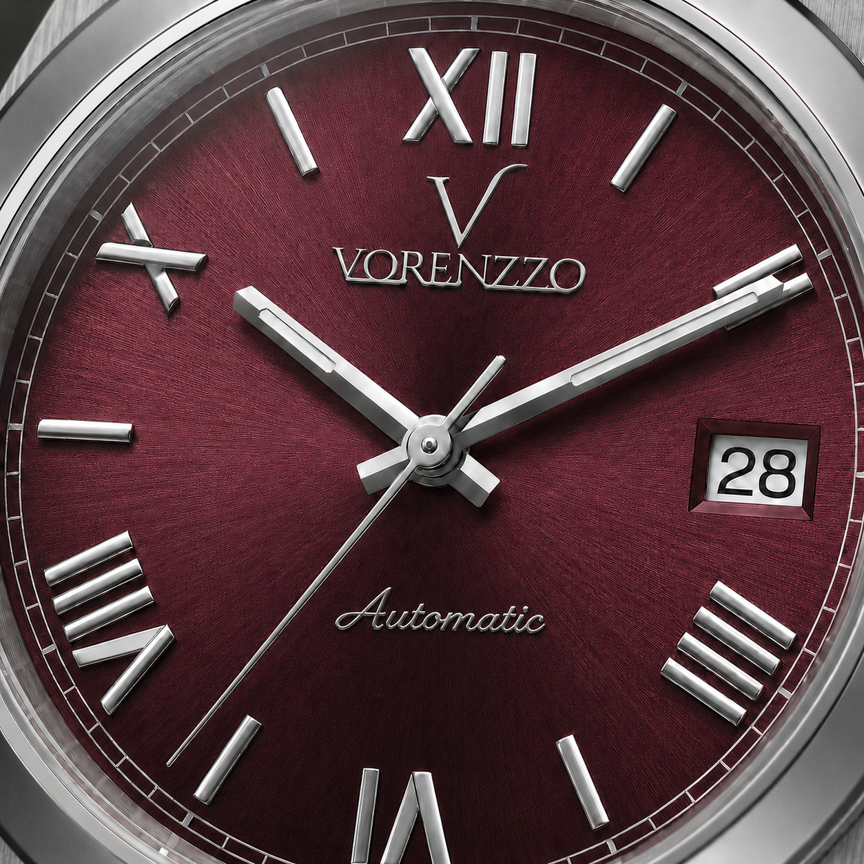 Vorenzzo Burgundy Automatic Watch NH35 Integrated Steel Sapphire 40mm