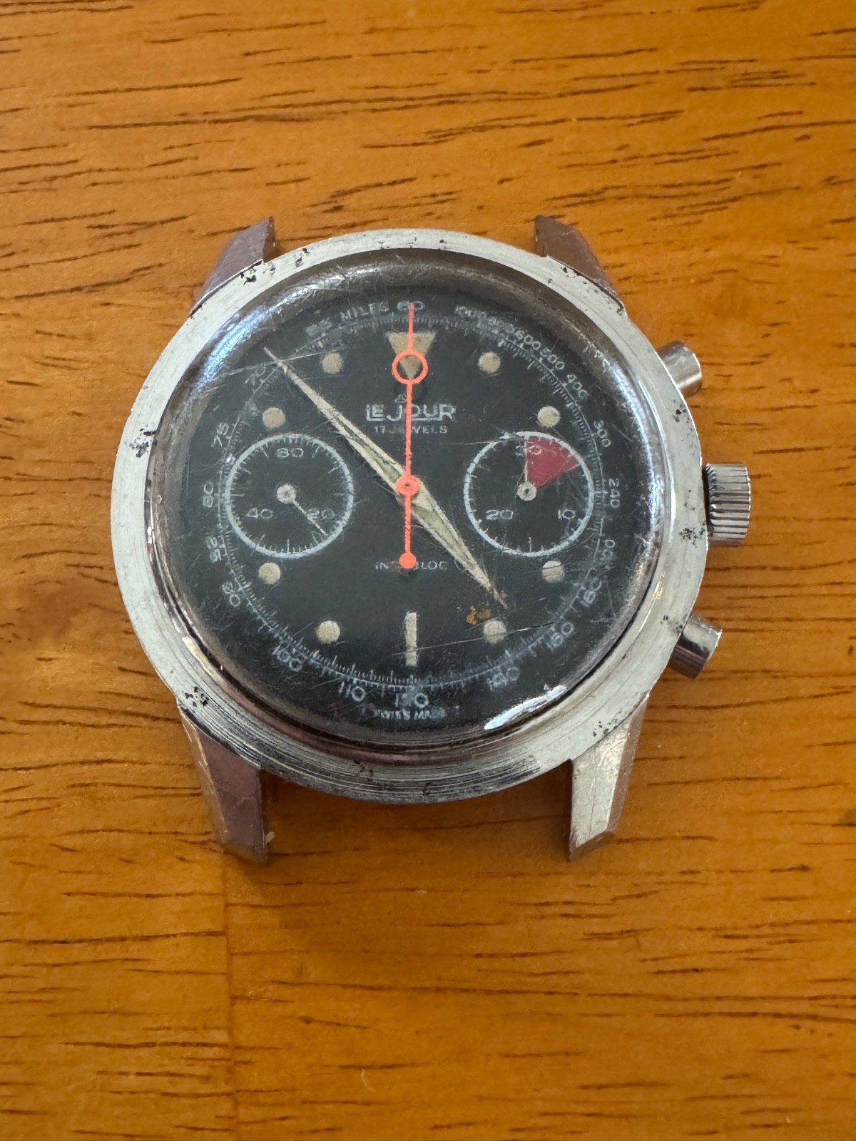 VINTAGE 1960s LE JOUR CHRONOGRAPH – VALJOUX 7733 – LOLLIPOP HAND – MISSING BEZEL