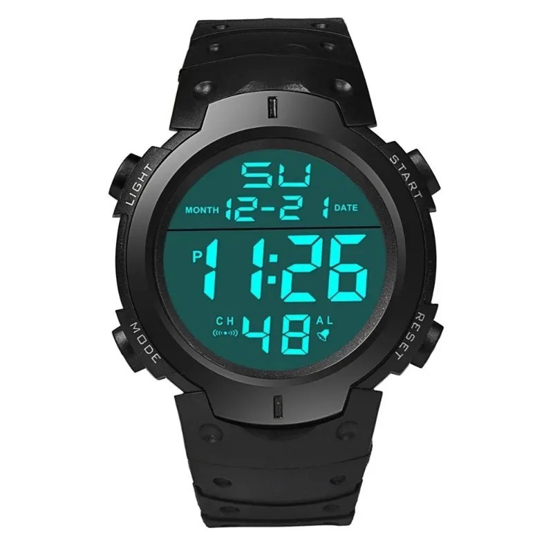 Men s Military Digital Watch LED Screen Sports Large Face Waterproof Wristwatch
