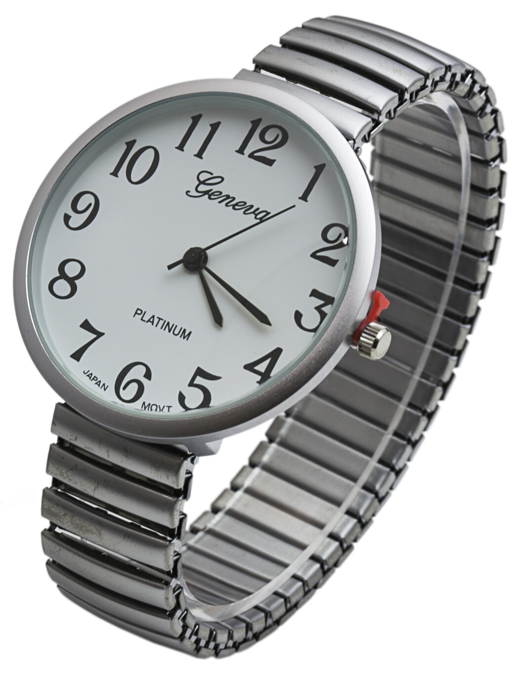 Fashion Watch Wholesale Geneva Super Large Stretch Watch Numbered Brushed Silver