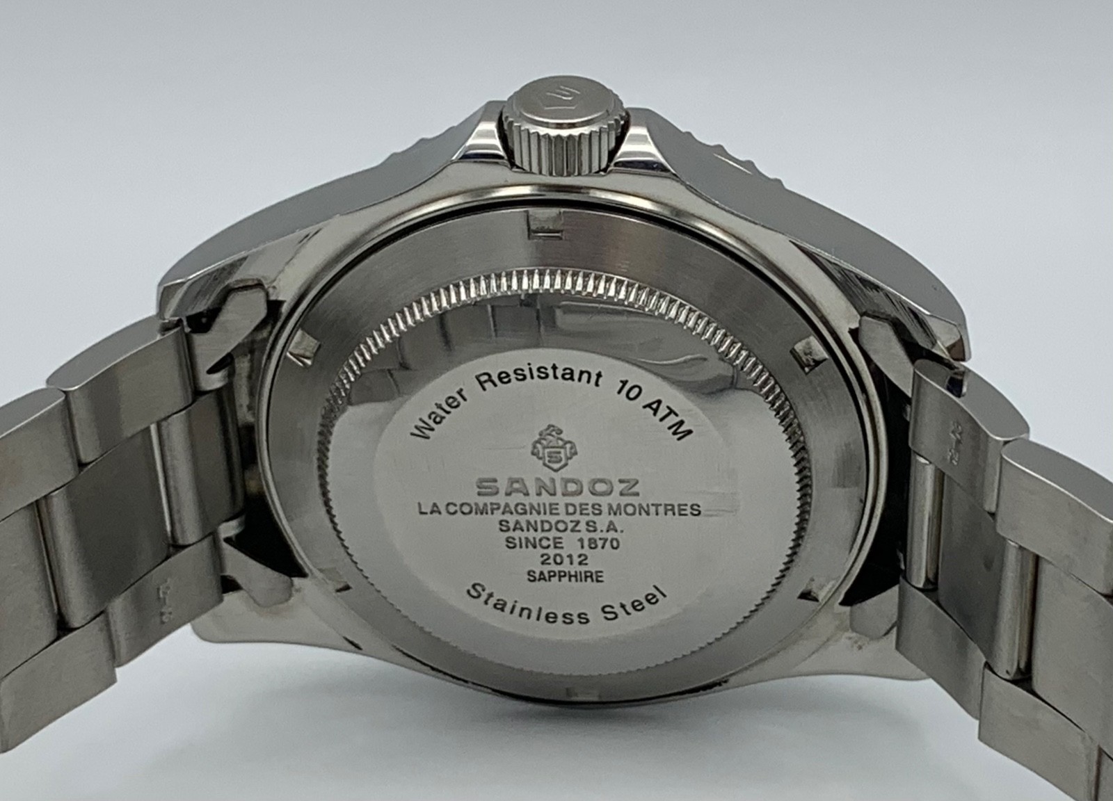 Sandoz Automatic Diver Watch 25 Jewels Sapphire Swiss Made Black Dial