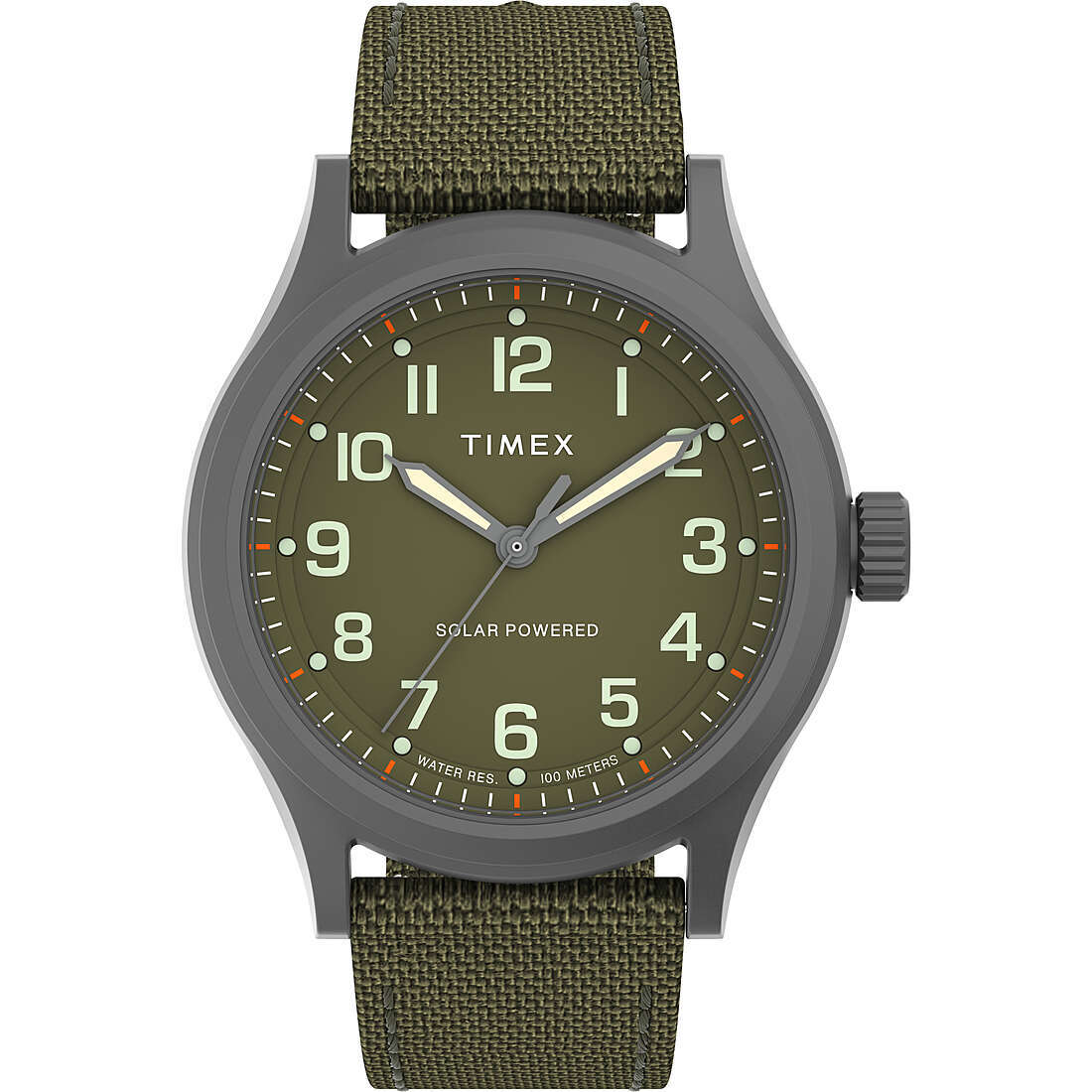 Solar Mens Wristwatch TIMEX EXPEDITION NORTH TW2V64700 Leather Canvas Green