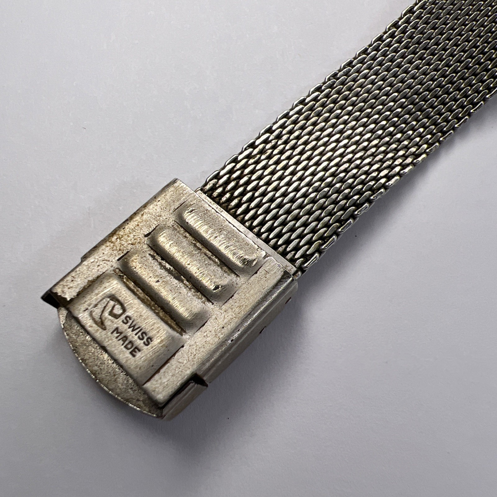 Favre-Leuba Vintage Mechanical Wind Steel Oval Watch w/ Integrated Mesh Bracelet