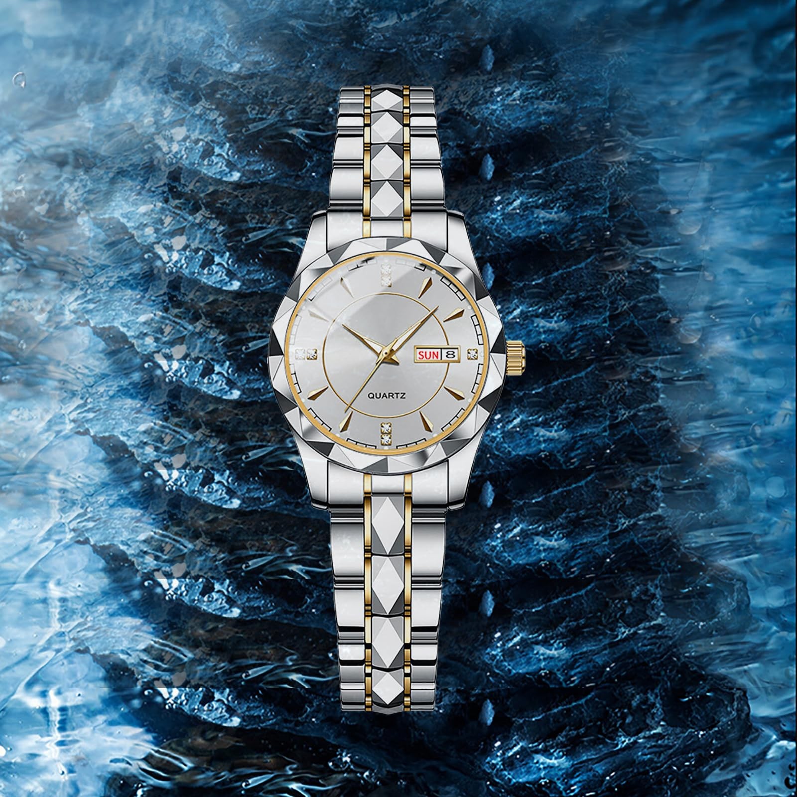 Classic Business Ladies Wrist Watch Luxury Waterproof Calendar Stainless Stee…