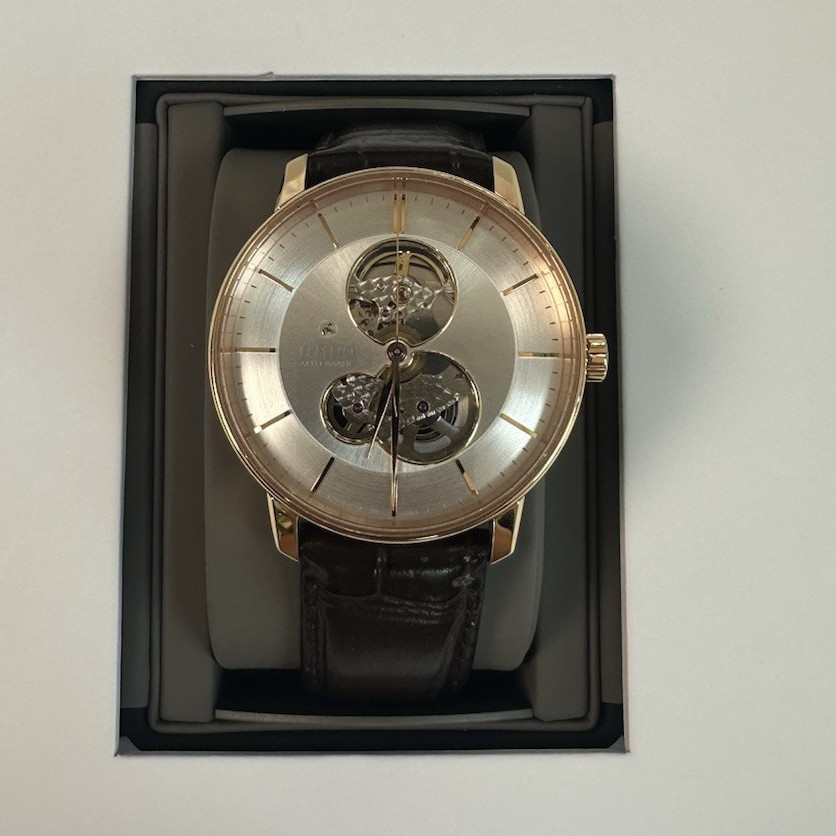 Rado Coupole Skeleton Dial Automatic Gold Tone Case Black Leather 41mm Box