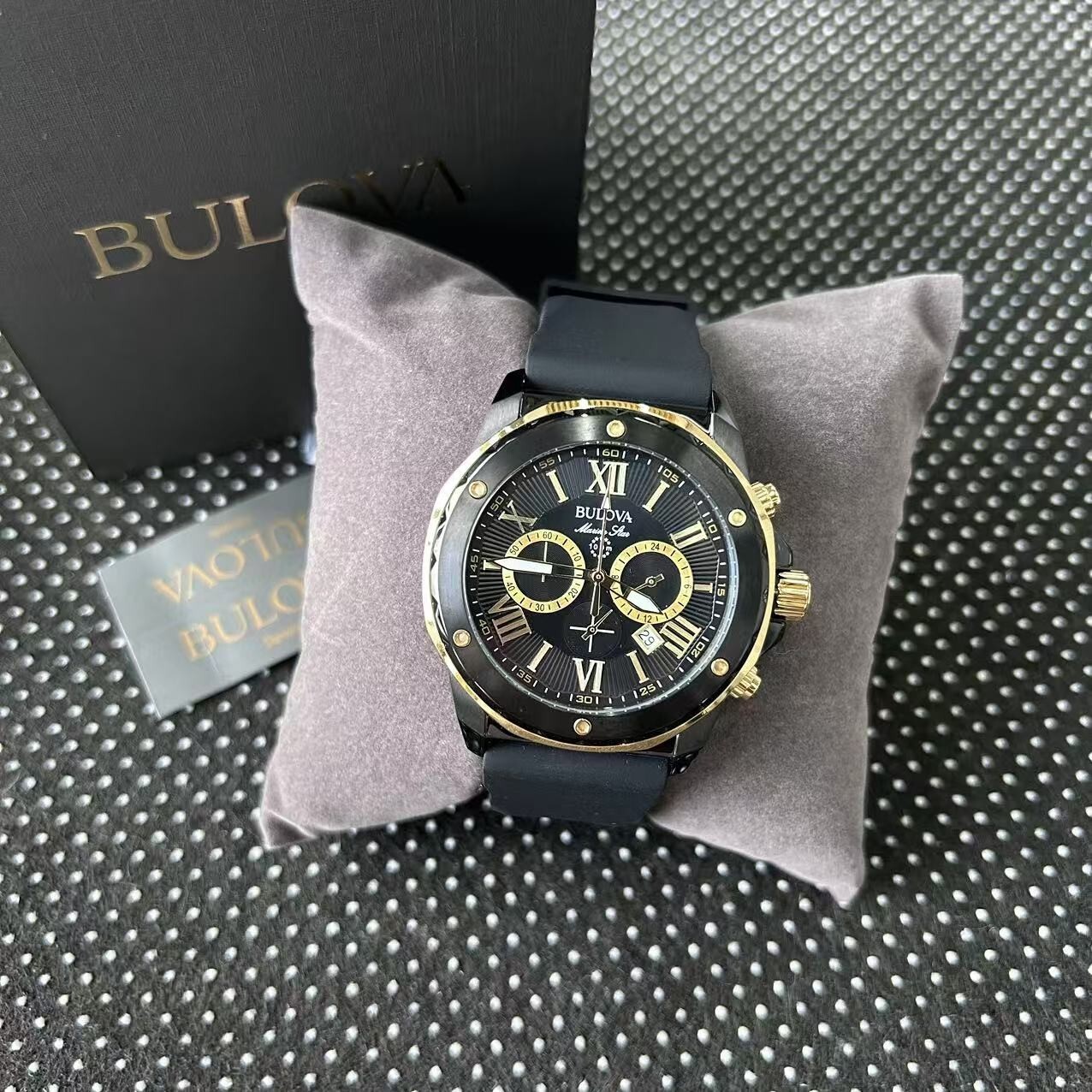 Bulova Marine Star 98B278 Men’s Quartz Chronograph Watch Black Dial 44MM 98B278