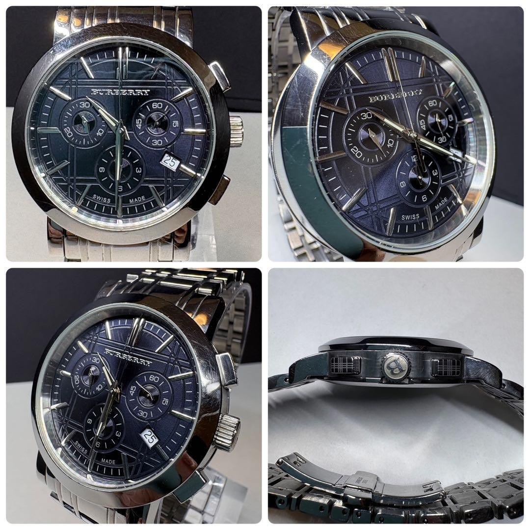 Burberry BU1360 Chronograph Silver Mens Watch Quartz Japan 072750