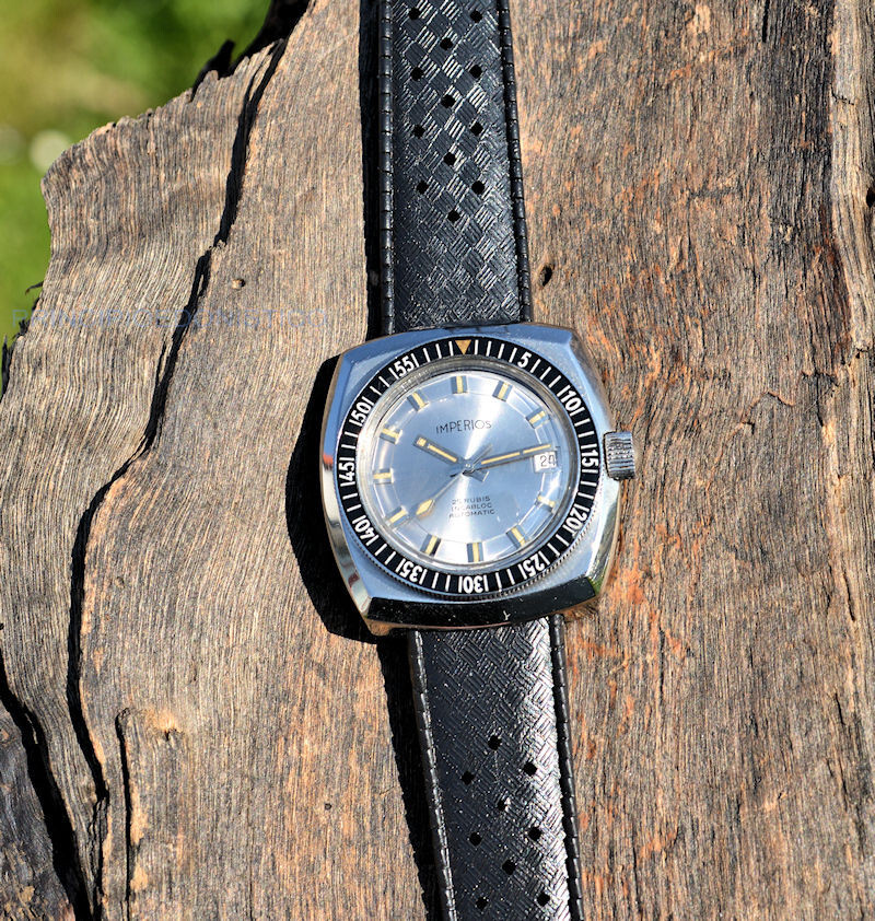 Rare Imperios Diver Sub 150Mt Steel Watch Bakelite Bezel Screw Crown