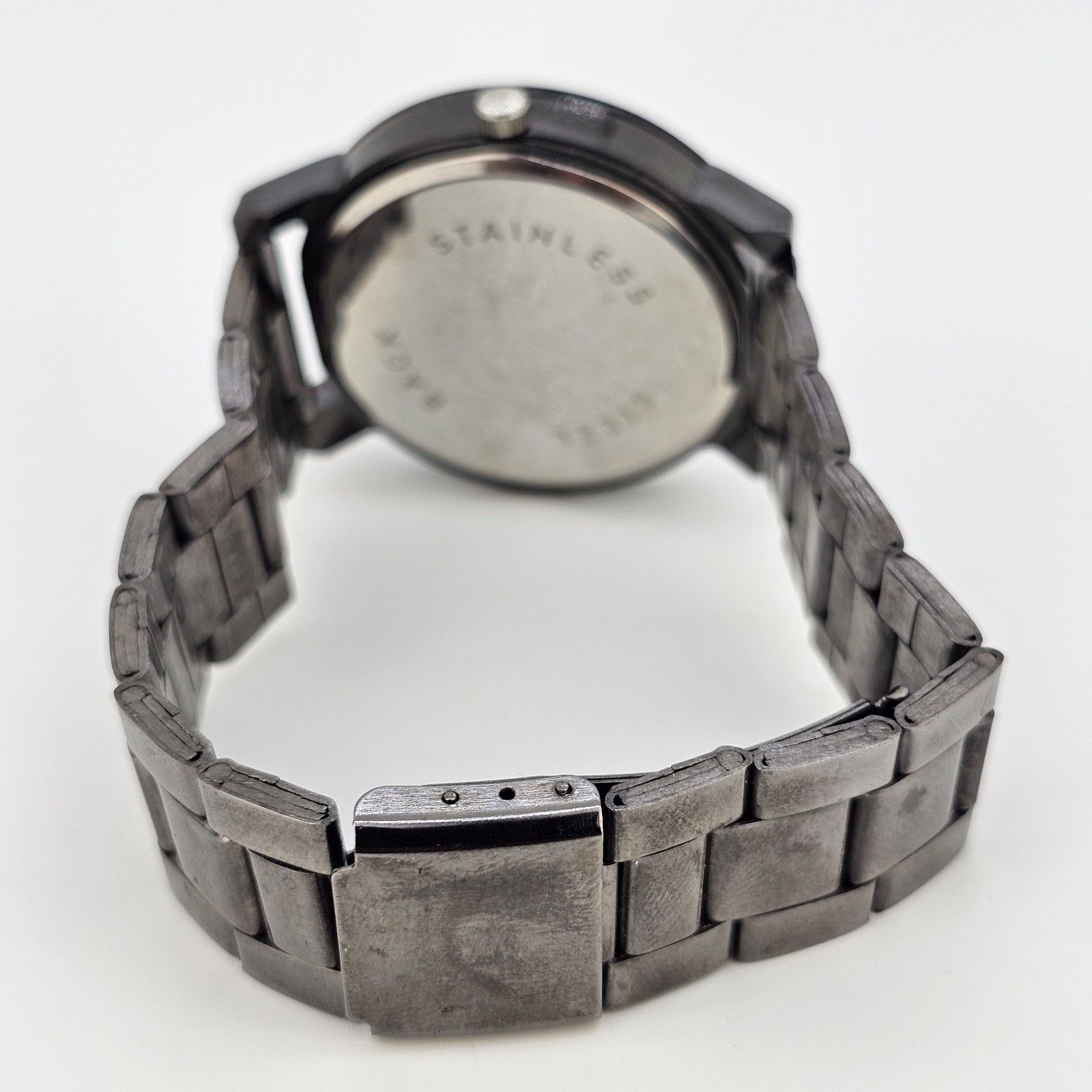 Geometric Design Unisex Watch 40MM Black Dial Bracelet Band 7.5″ New Battery
