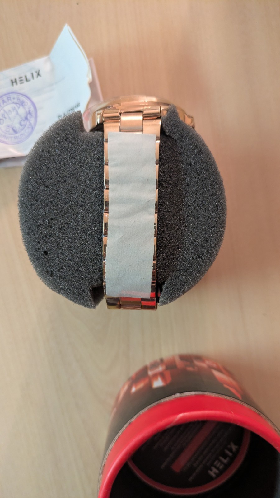 Helix Men’s Quartz Watch Rose Gold Bracelet Black Dial Day/Date w/Box Papers