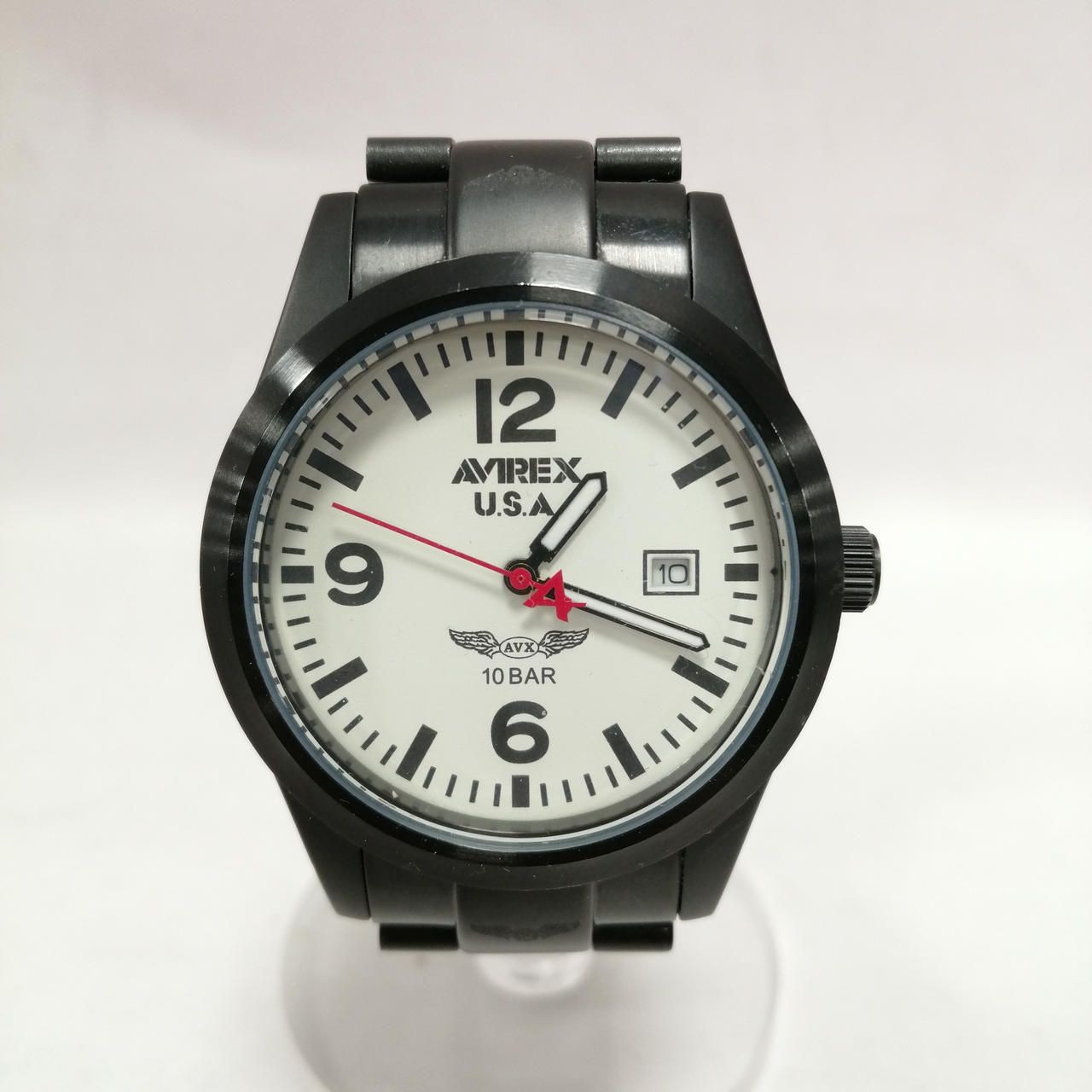AVIREX Quartz Watch Black 12ax-010m Used