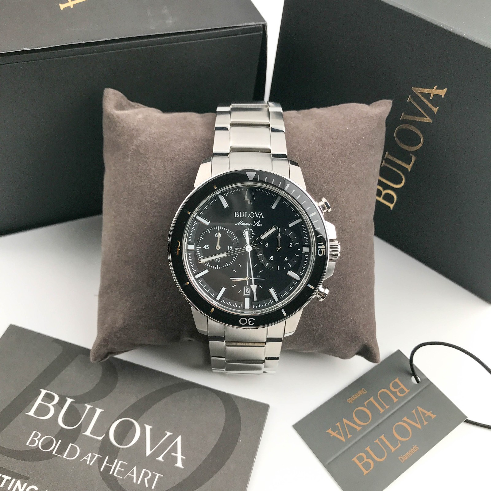 Bulova 96B272 Men’s Chronograph Marine Star Stainless Steel Bracelet Watch 45mm