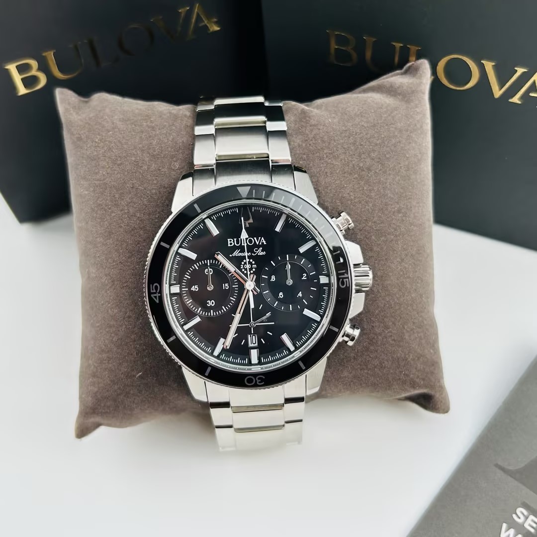 Bulova Marine Star 96B272 Series C Black Dial Stainless Steel Men’s Quartz Watch