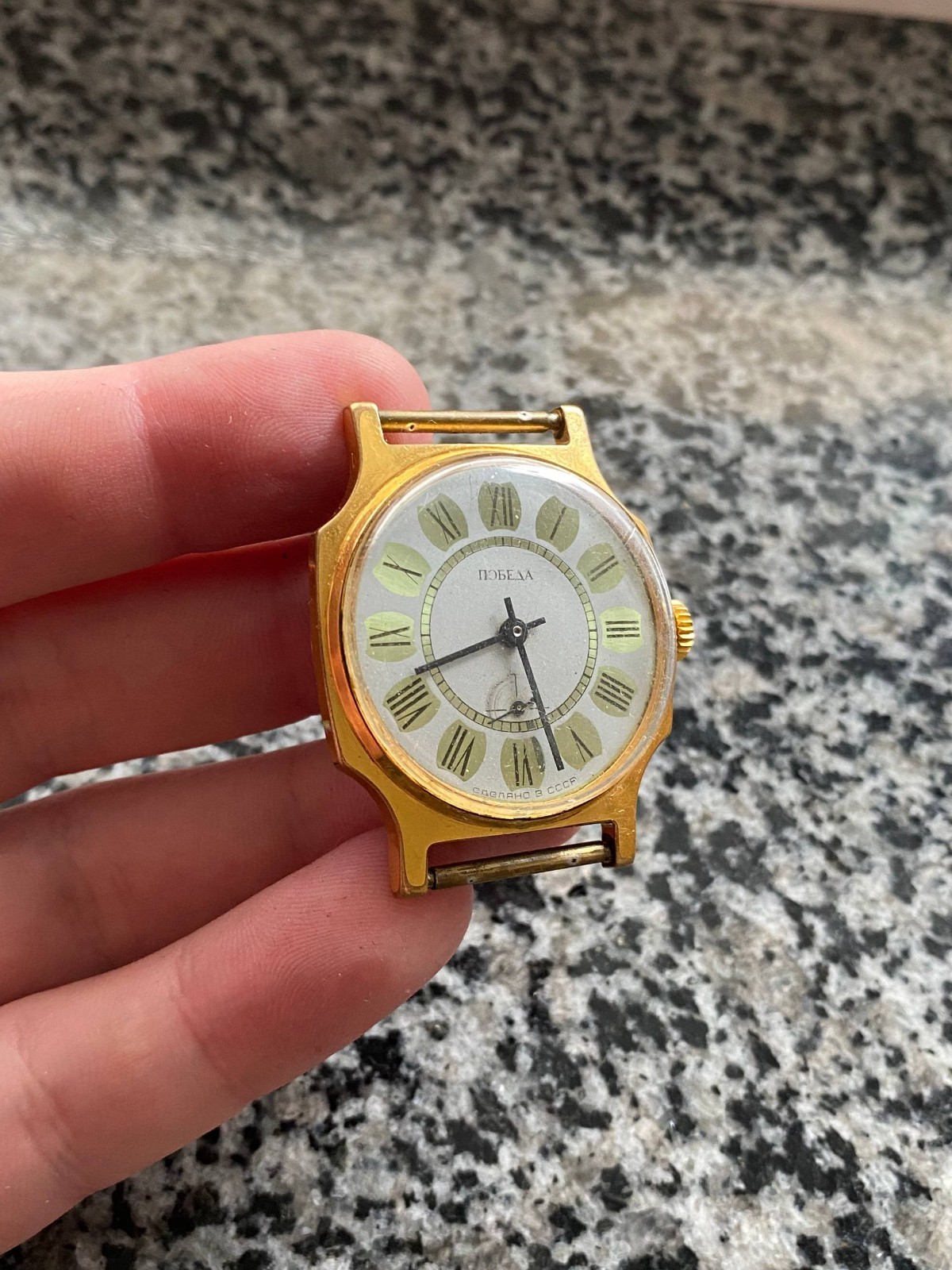 Pobeda Watch Vintage Soviet mechanical USSR Wristwach Rare Gold Plated AU