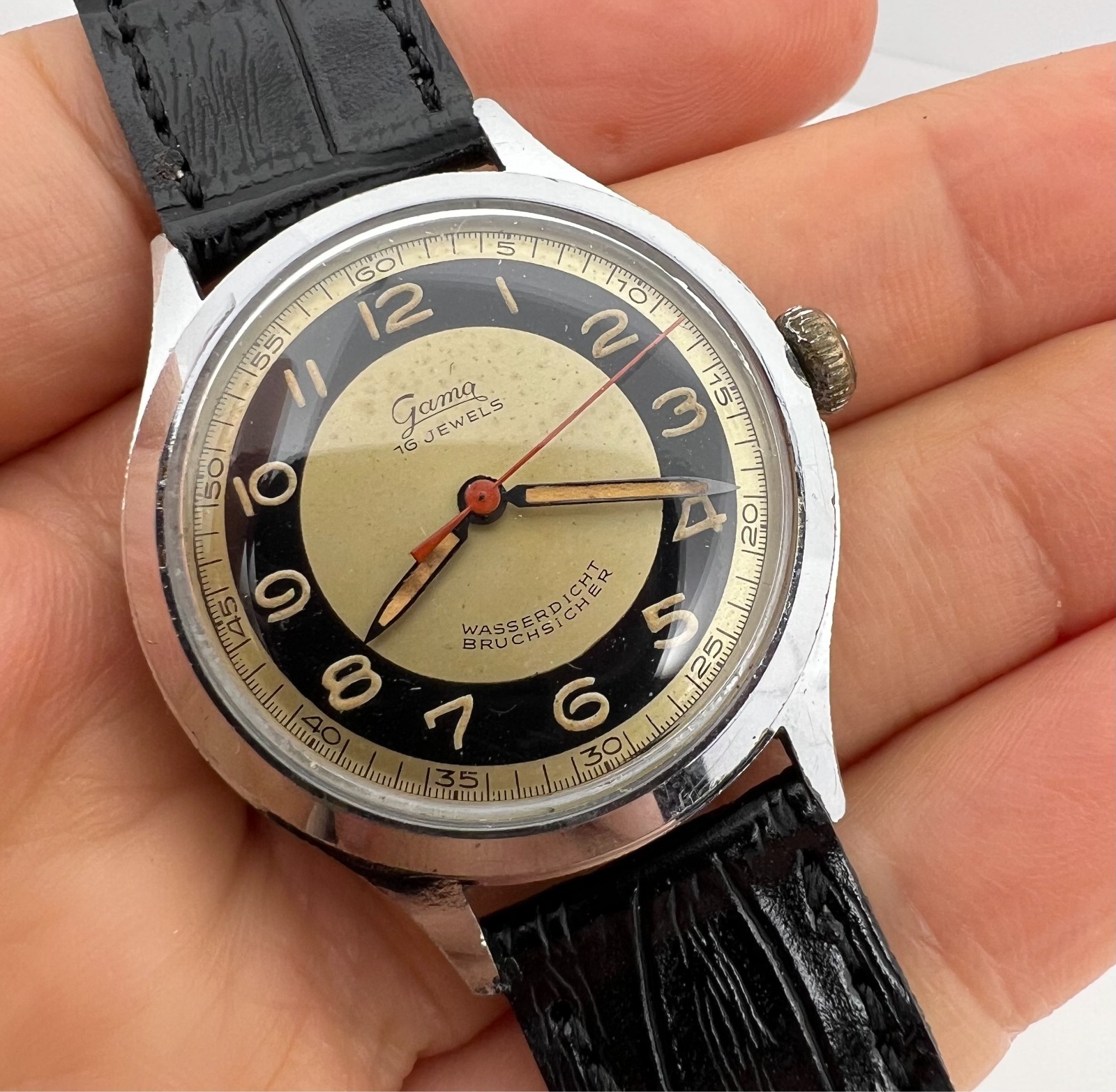 VINTAGE GAMA BULLSEYE MILITARY MENS WATCH GERMANY