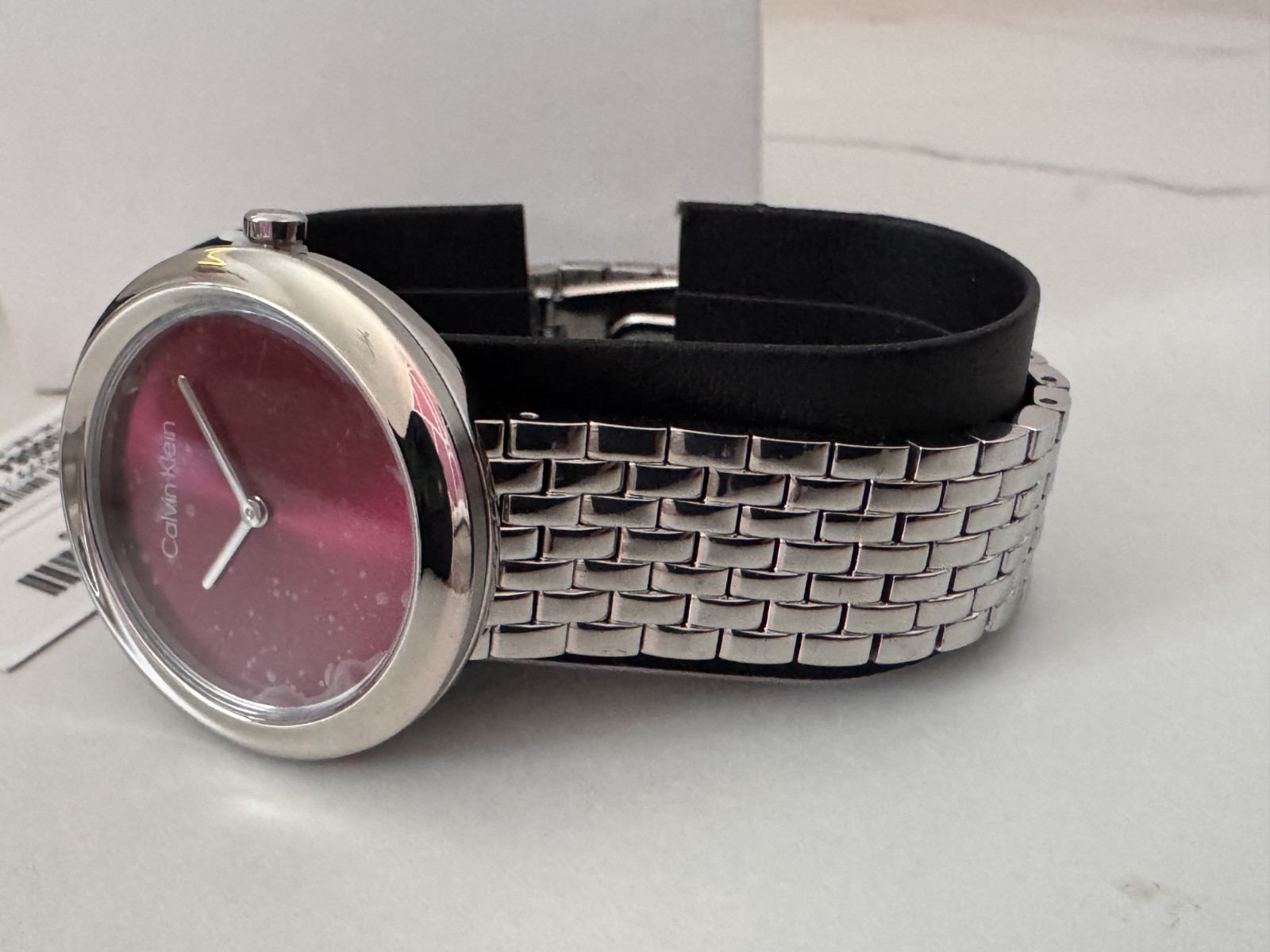 CALVIN KLEIN Red Dial Women’s Watches Twisted Bezel 34mm CK NEW MINIMALIST w/BOX