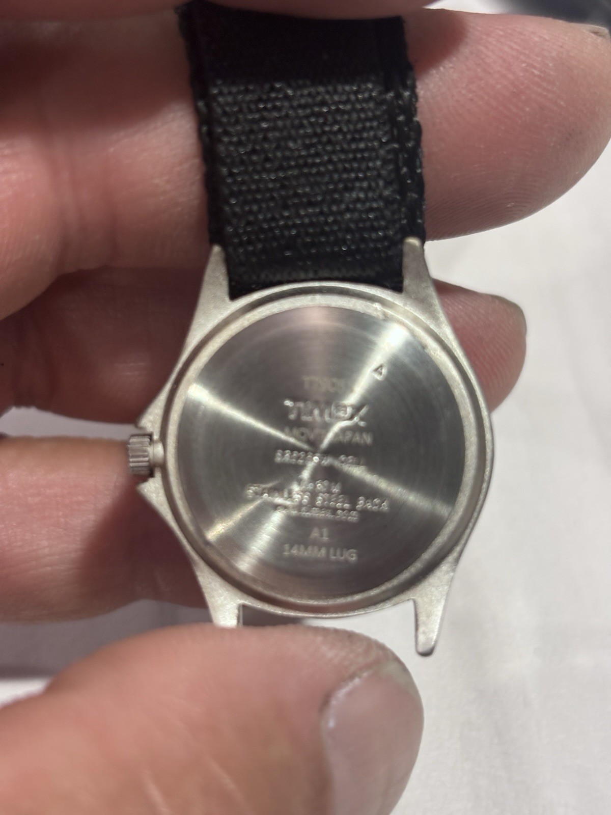 Timex Analog Quartz 30m White Dial Arabic 28mm Silver SS Black Nylon Strap