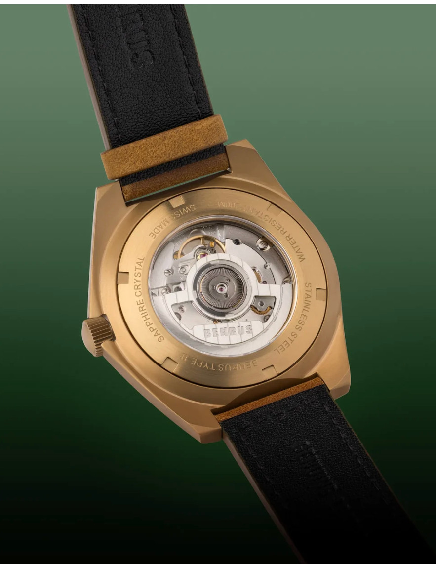 BENRUS TYPE 2 UJ 41.5mm Swiss Made Automatic Watch Bronze PVD ETA 2892 Sapphire