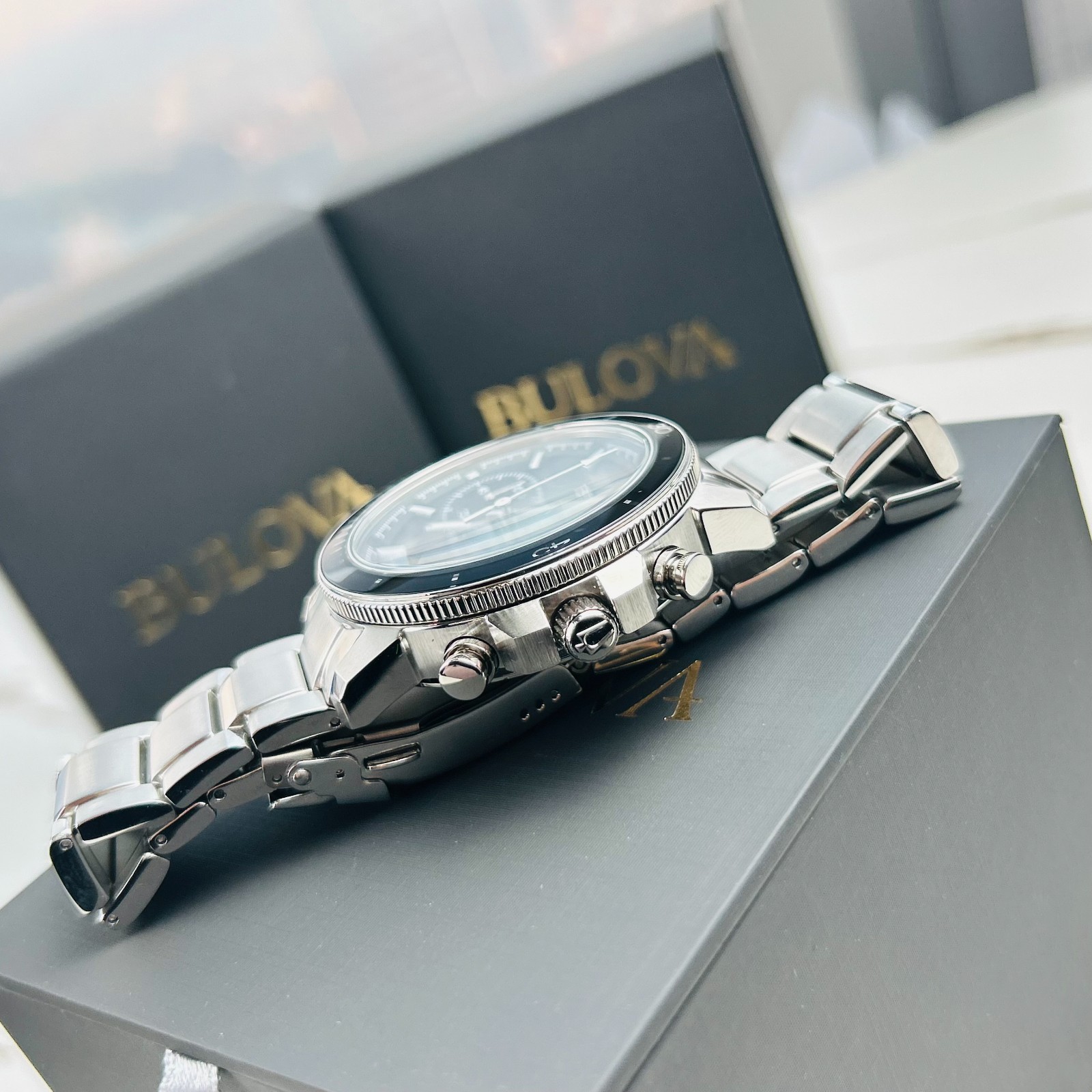 Bulova Marine Star 96B272 Series C Black Dial Stainless Steel Men’s Quartz Watch
