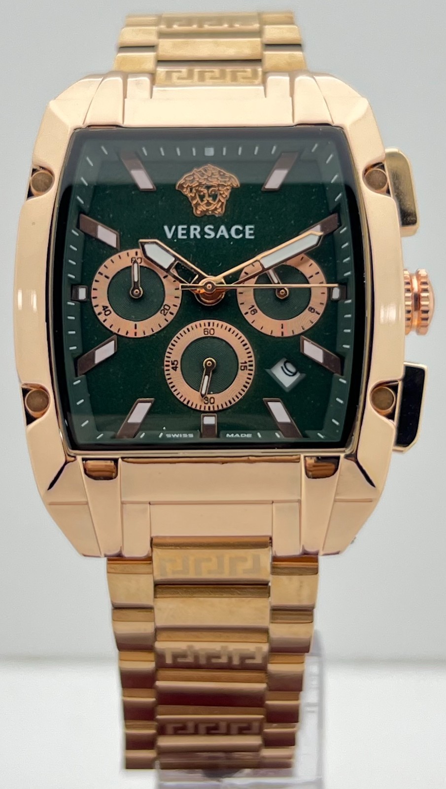 Premium Men’s Versace Dominus Chronograph Green Dial Date Working Wristwatch