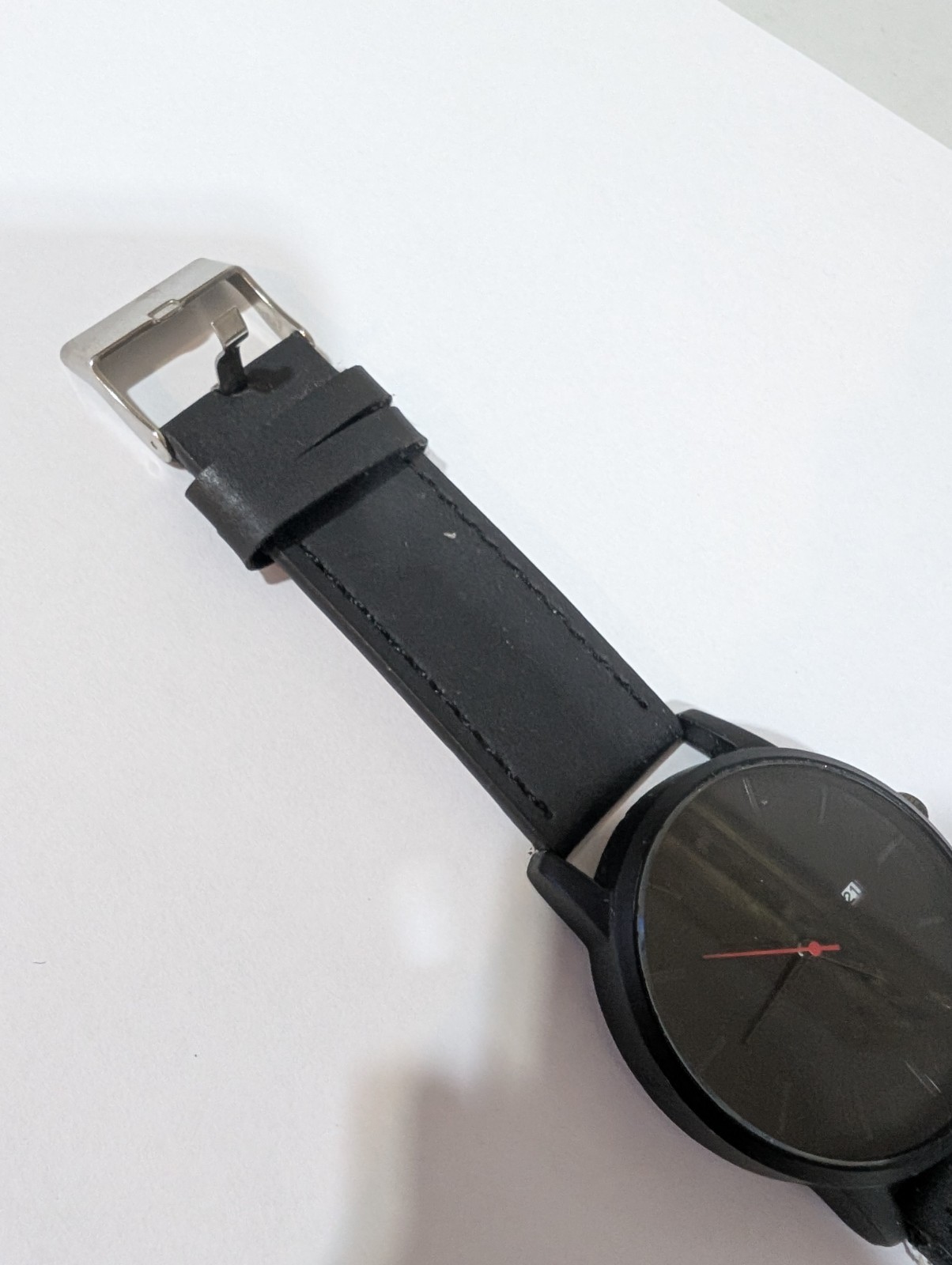 LABSERRON 1Pcs Mens Wrist Watch Black Durable Quartz Leather Strap New Battery