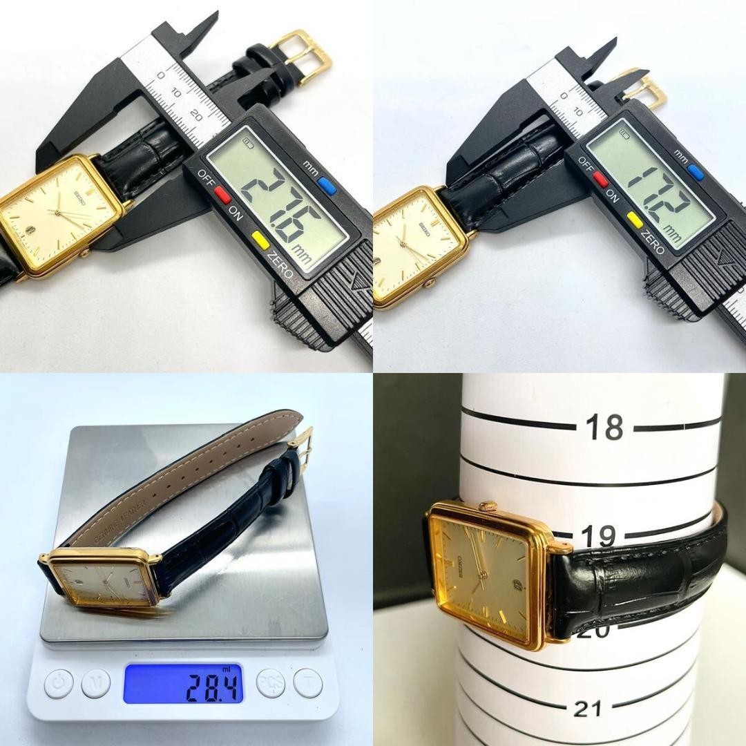 Seiko Gold Rectangle Ultra-Thin Dress Quartz Tank Watch Japan 071056