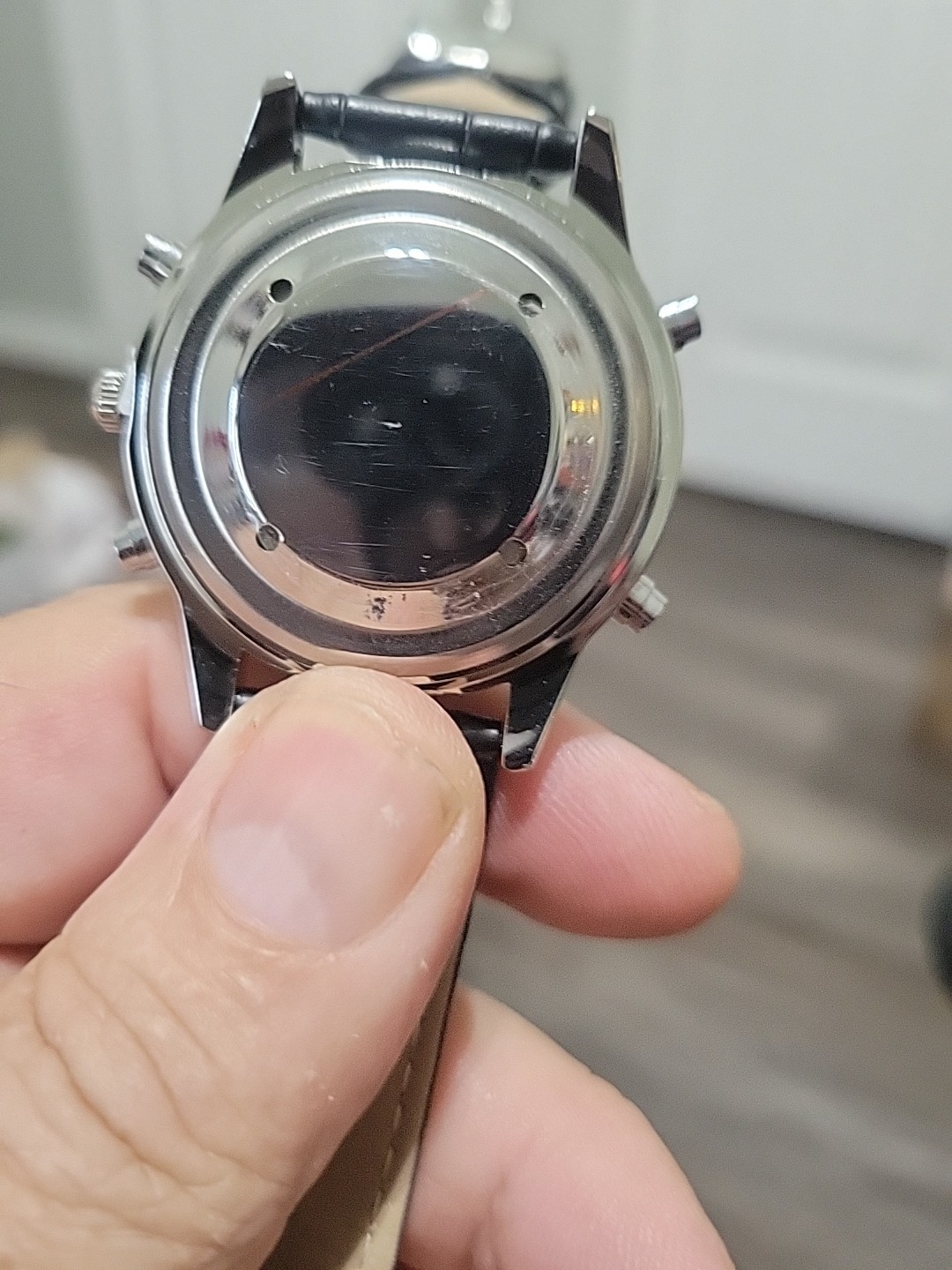Mens English Time Talking Alarm Elderly Blind Quartz Wrist Watch Stainless Steel