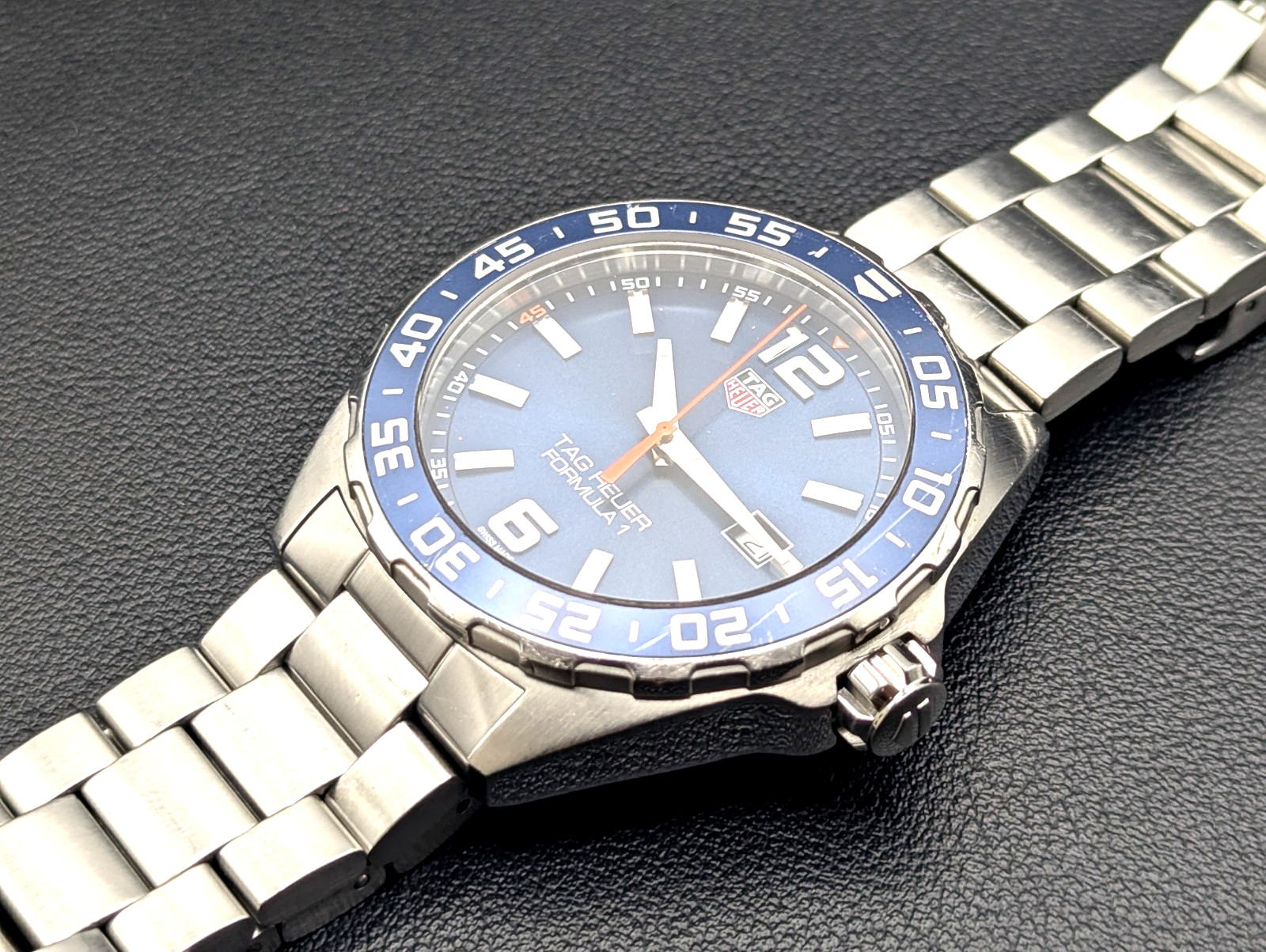TAG Heuer Formula 1 WAZ1010 Blue Orange 43mm 200m Quartz 18cm Bracelet Tested