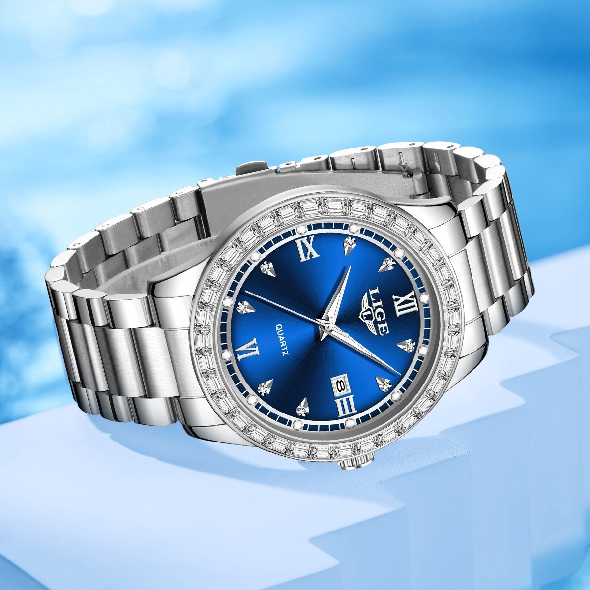 LIGE Men Watch Quartz Analog Date Luminous Waterproof Luxury Ladies Wristwatch