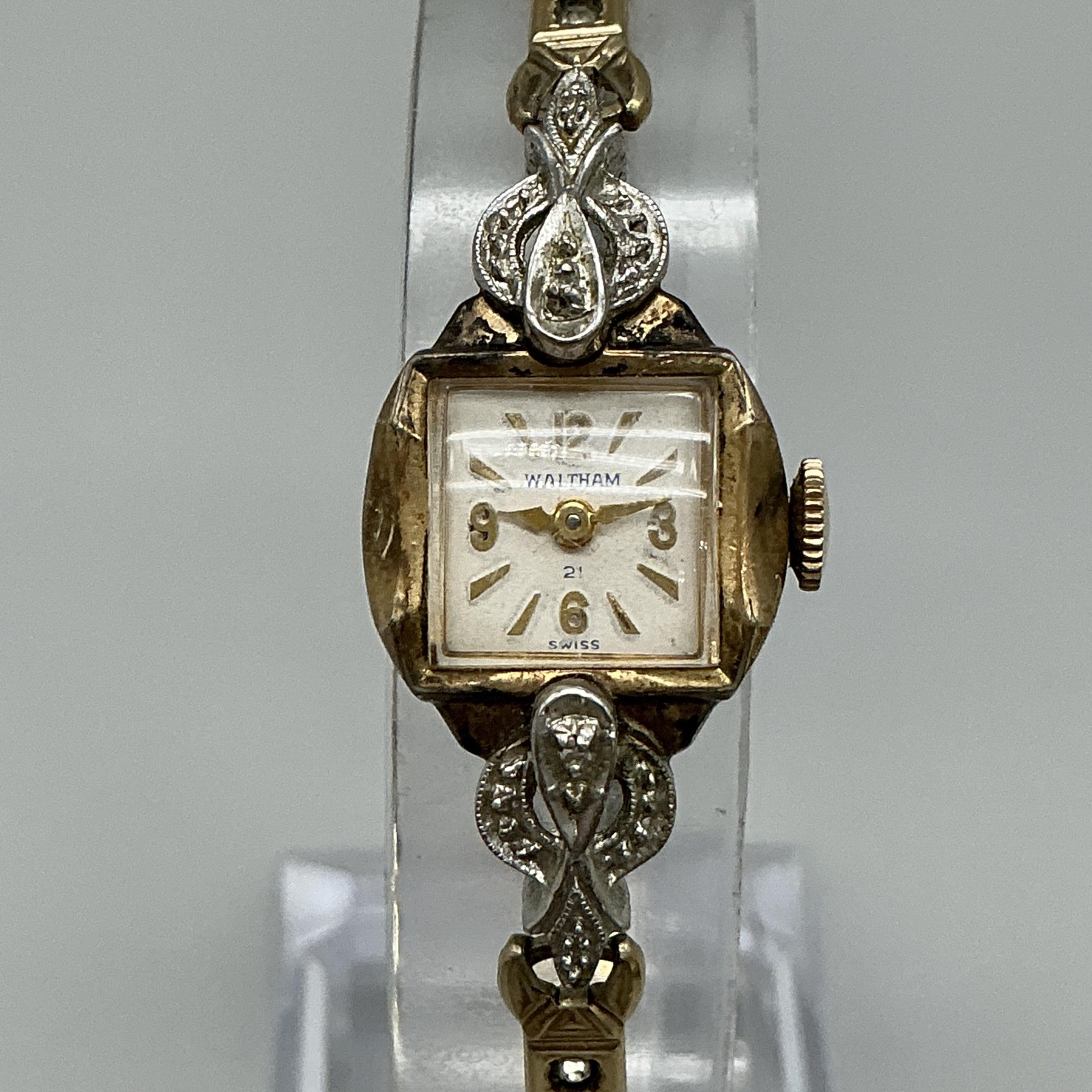 Vintage Waltham Womens Watch 16mm 10K Rolled Gold 21j Stretch Band Manual