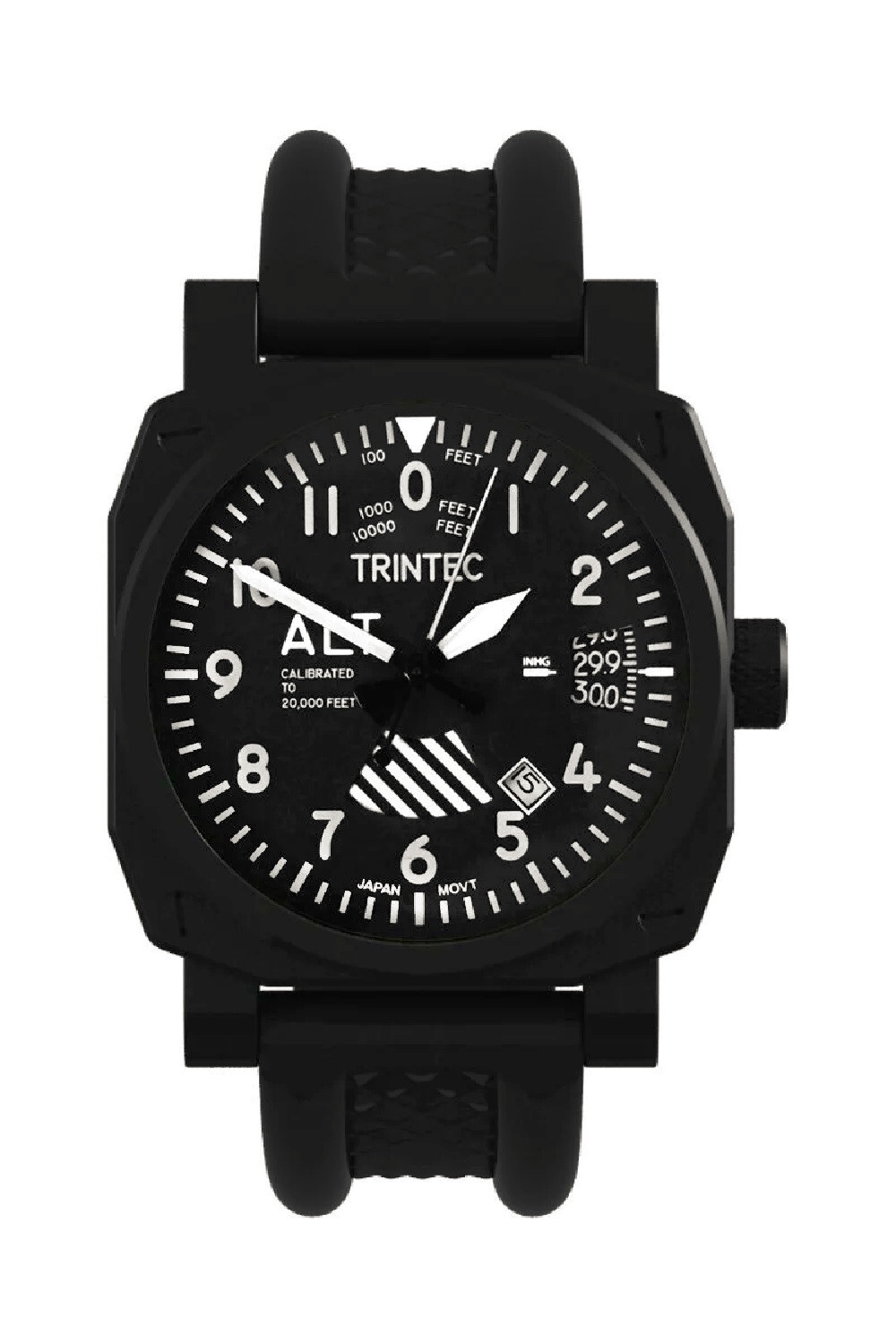 Trintec Aviation NAV-03 Classic Altitude Altimeter Black Automatic Watch New