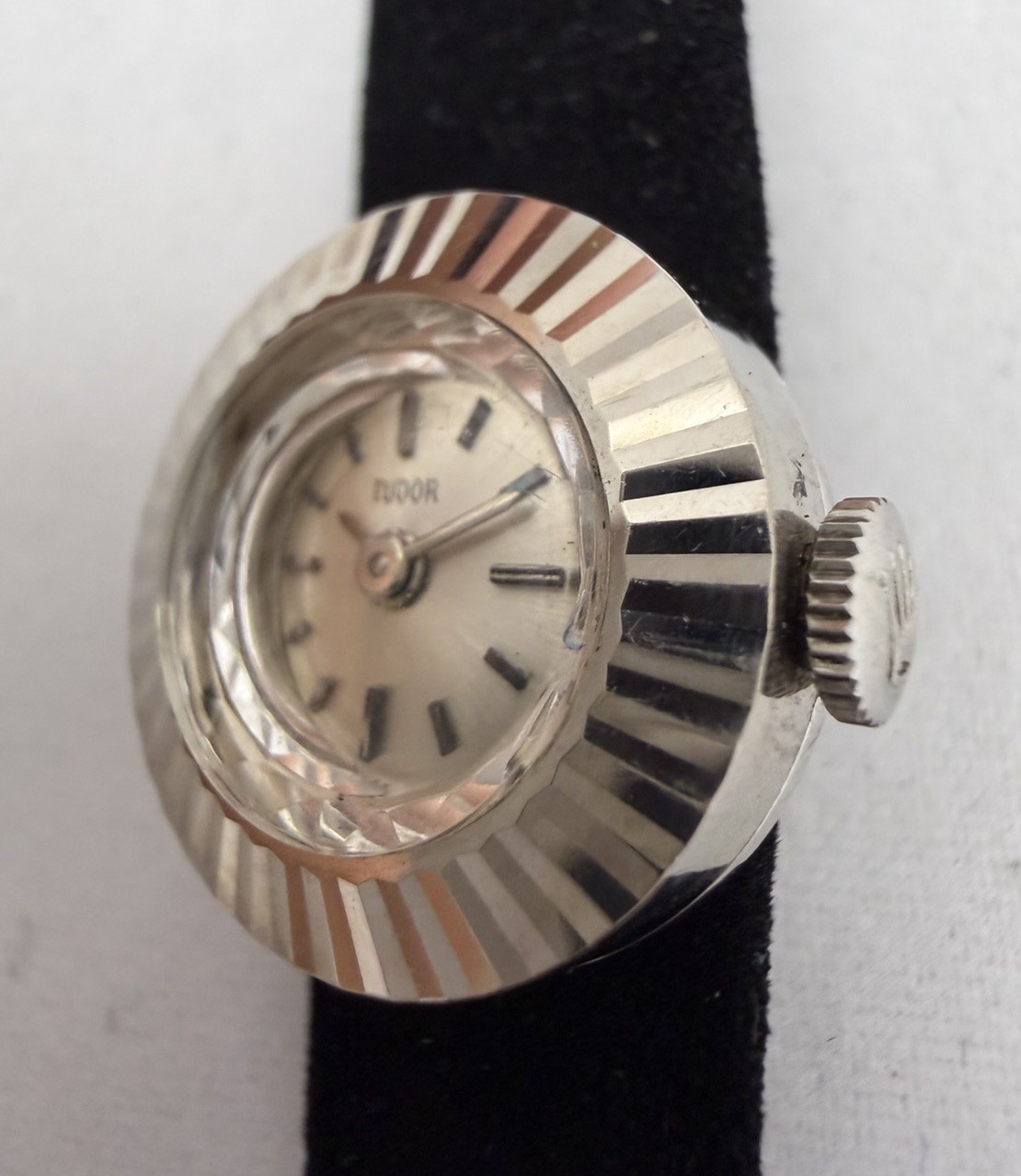 Tudor Chameleon White Gold 18k Gold Watch w ROLEX Crown